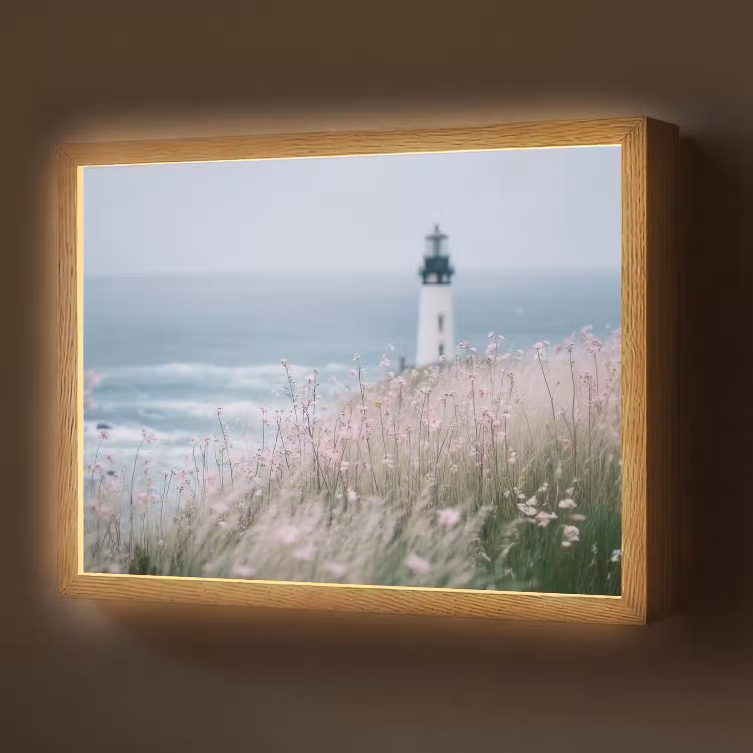 Vuurtoren - Klif - Zee - Bloemen Light Box met batterij (Wandlamp) middel -z3d_website