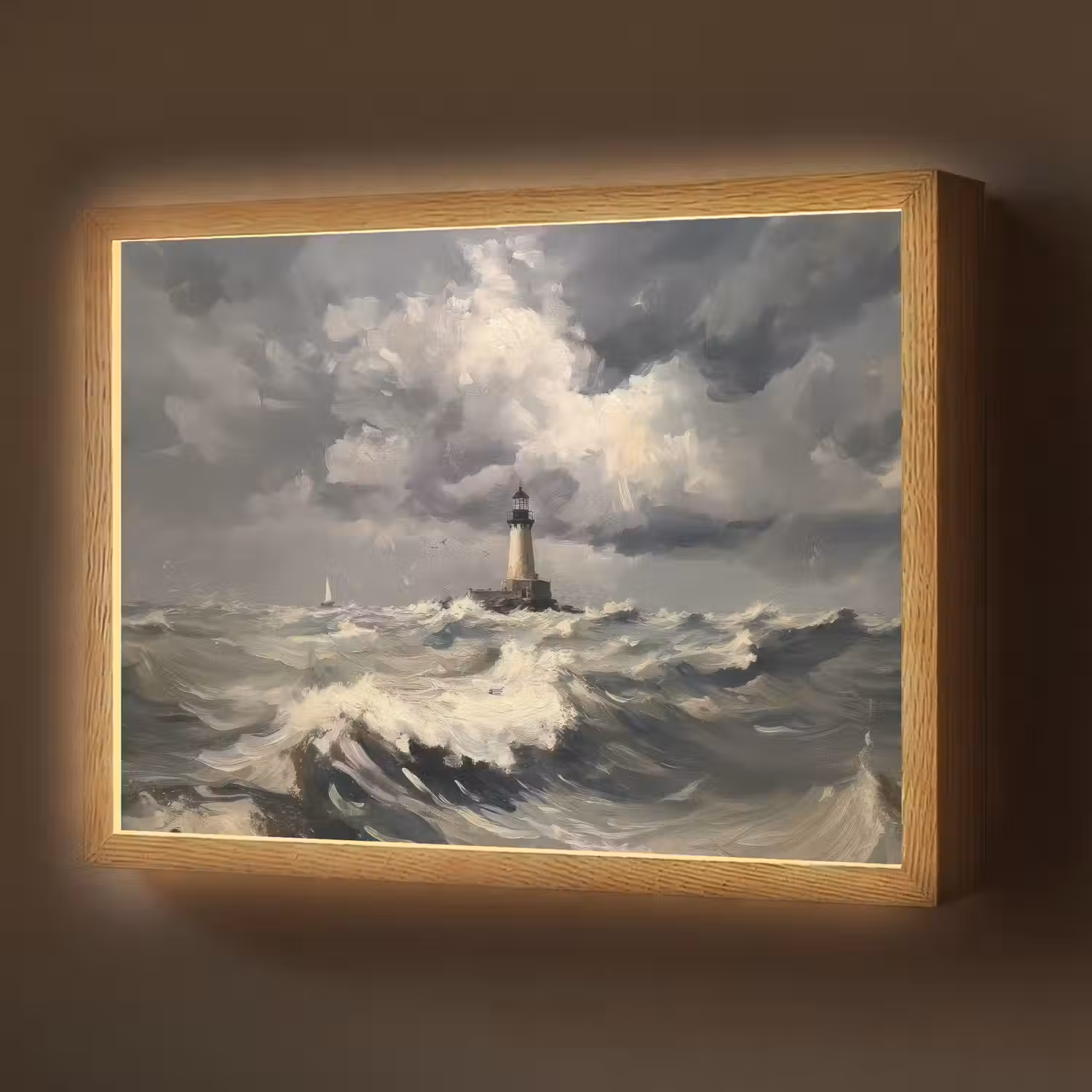 Vuurtoren - Golven - Storm Light Box met batterij (Wandlamp) middel -z3d_website