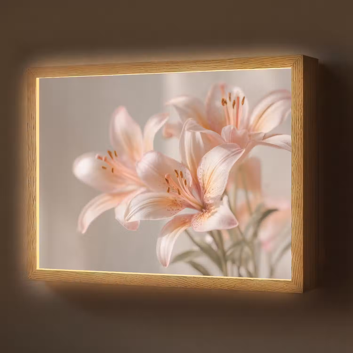 Lelies - Meeldraden - Roze - Wazig Light Box met batterij (Wandlamp) middel -z3d_website
