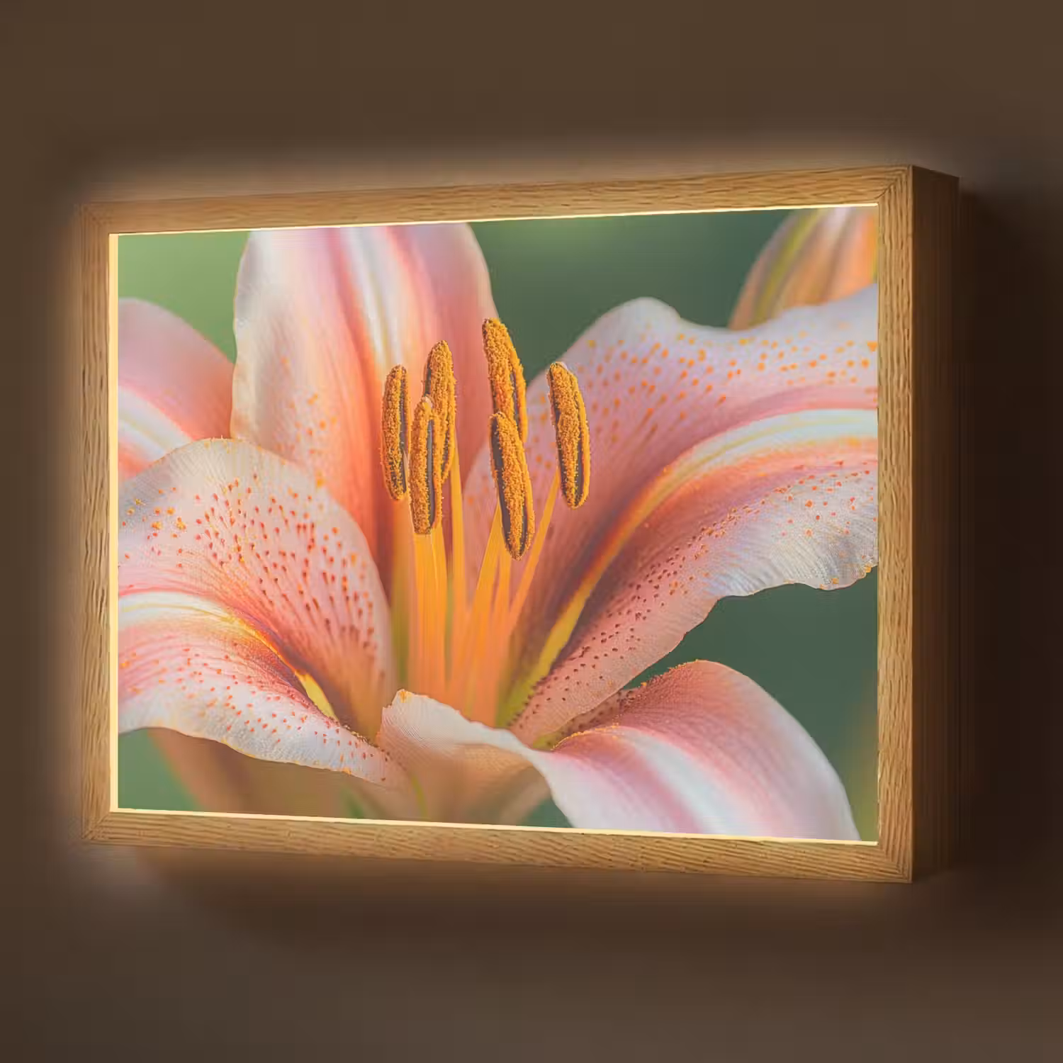 Lelie - Close up - Lichtroze Light Box met batterij (Wandlamp) middel -z3d_website