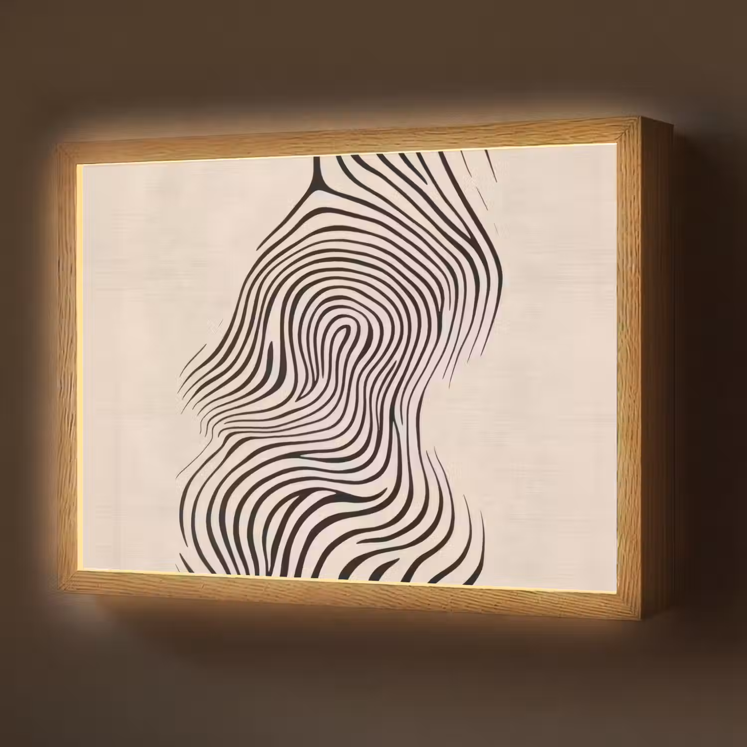 Lijnen - Abstract - Golvend - Zwart Light Box met batterij (Wandlamp) middel -z3d_website