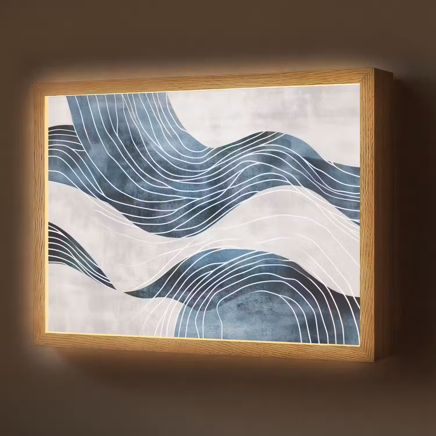 Lijnen - Golven - Abstract - Grijs Light Box met batterij (Wandlamp) middel -z3d_website