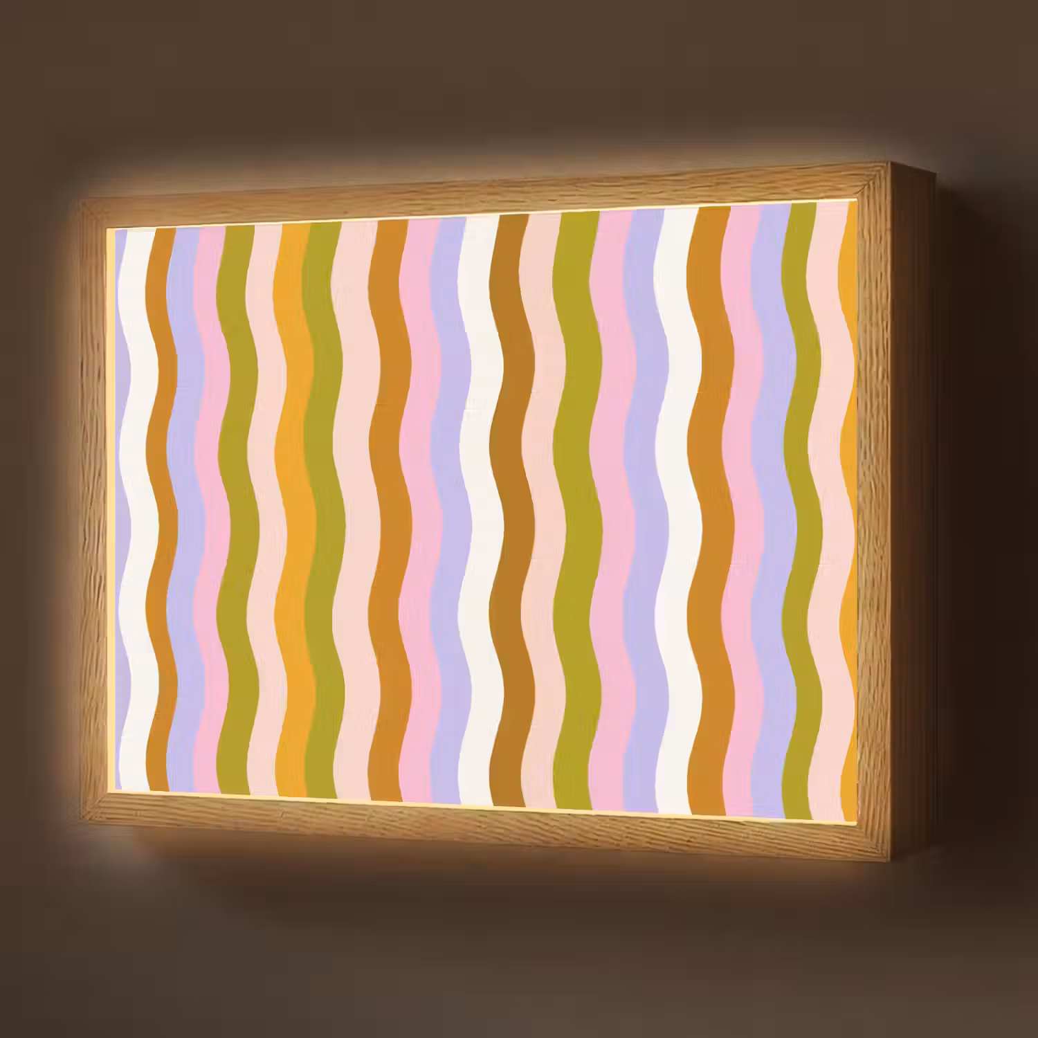 lijnen - Golven - Pastelkleuren - Patroon Light Box met batterij (Wandlamp) middel -z3d_website