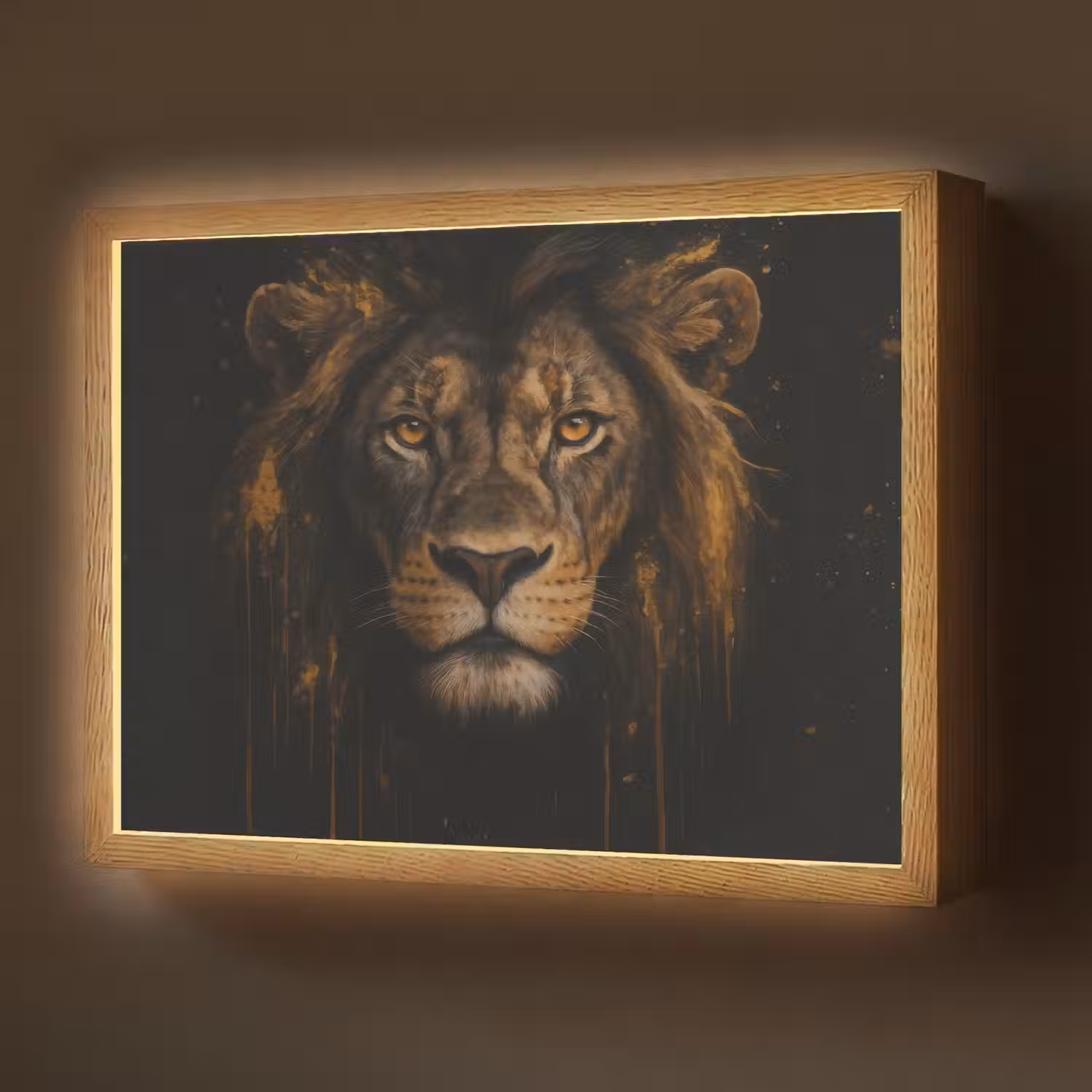 Leeuw - Goud - Druppels Light Box met batterij (Wandlamp) middel -z3d_website