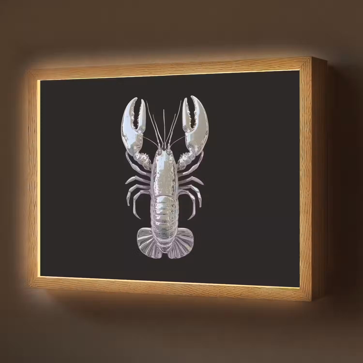 Kreeft - Zilver - Metallic - Luxe Light Box met batterij (Wandlamp) middel -z3d_website