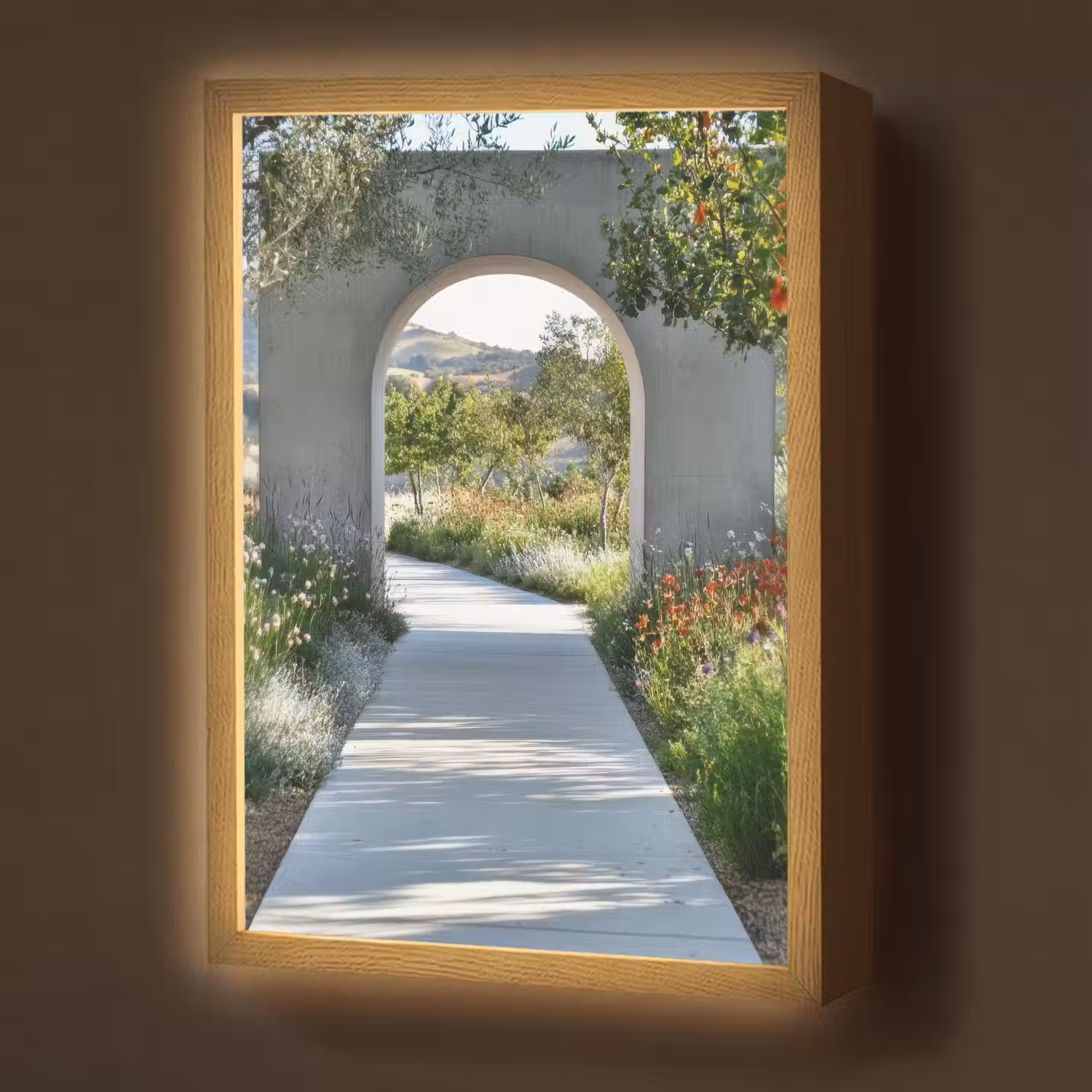Doorkijk - Pad - Beton - Landschap Light Box met batterij (Wandlamp) middel -z3d_website