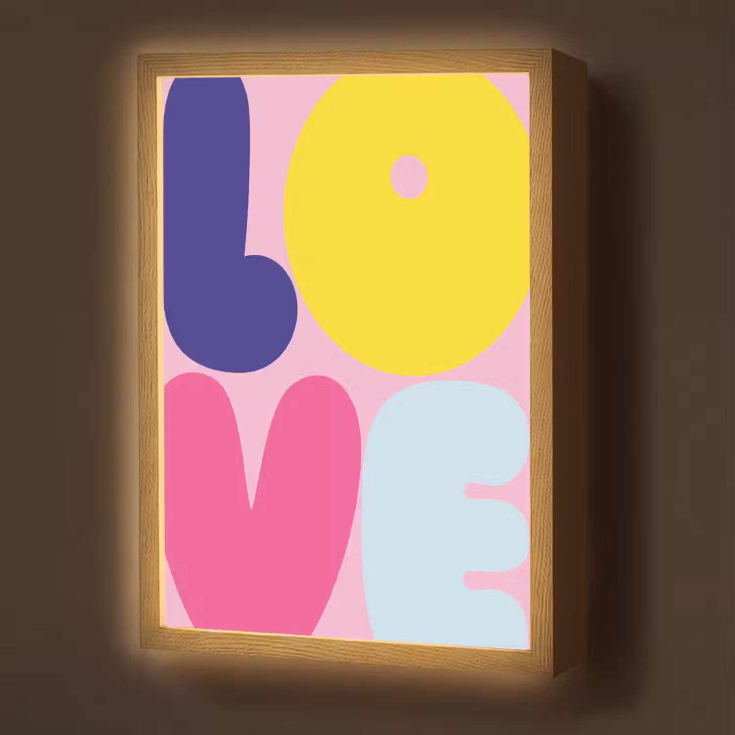 Love - Valentijn - Kleurrijk Light Box met batterij (Wandlamp) middel -z3d_website