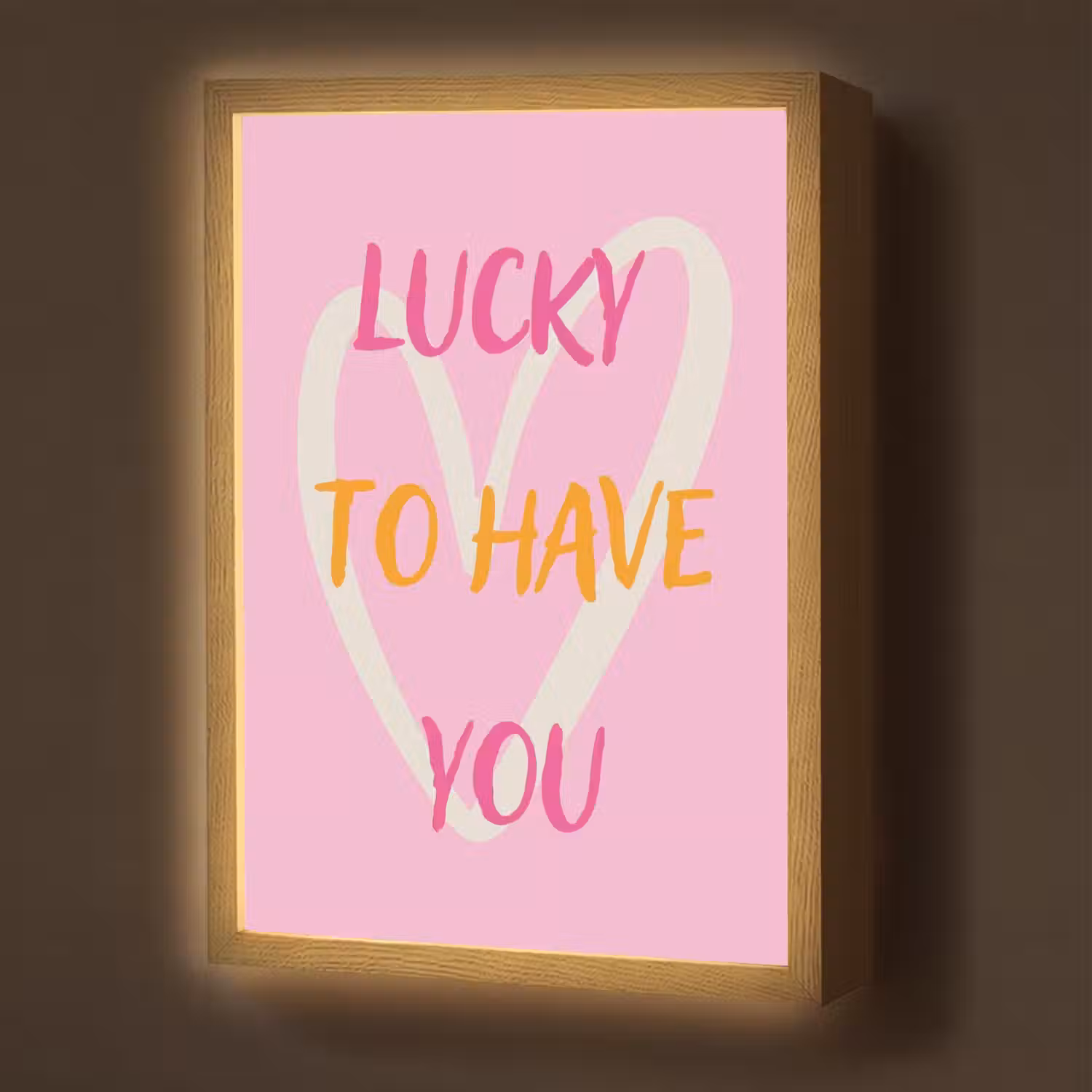 Lucky - Love - Valentijn - Roze Light Box met batterij (Wandlamp) middel -z3d_website
