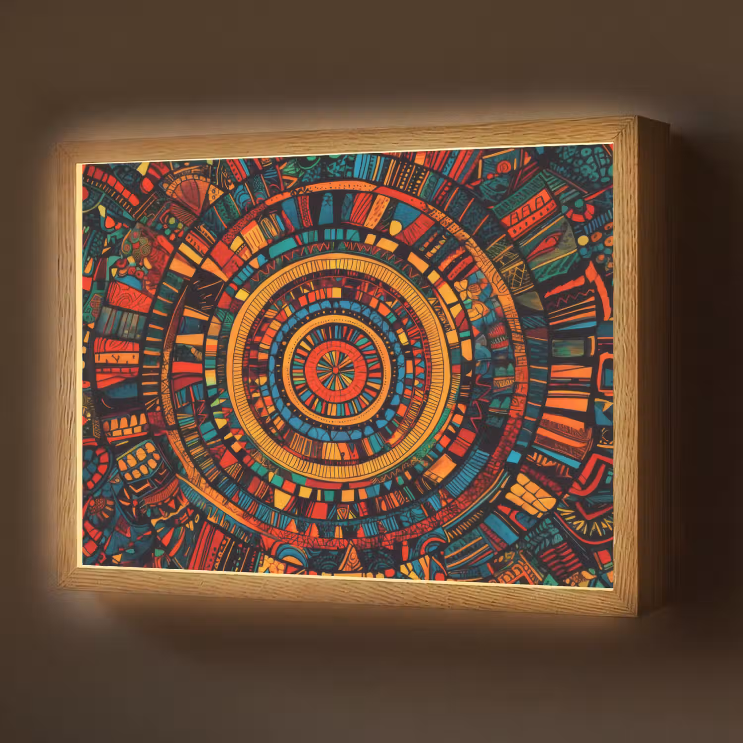 Mandala - Cirkels - Patronen Light Box met batterij (Wandlamp) middel -z3d_website