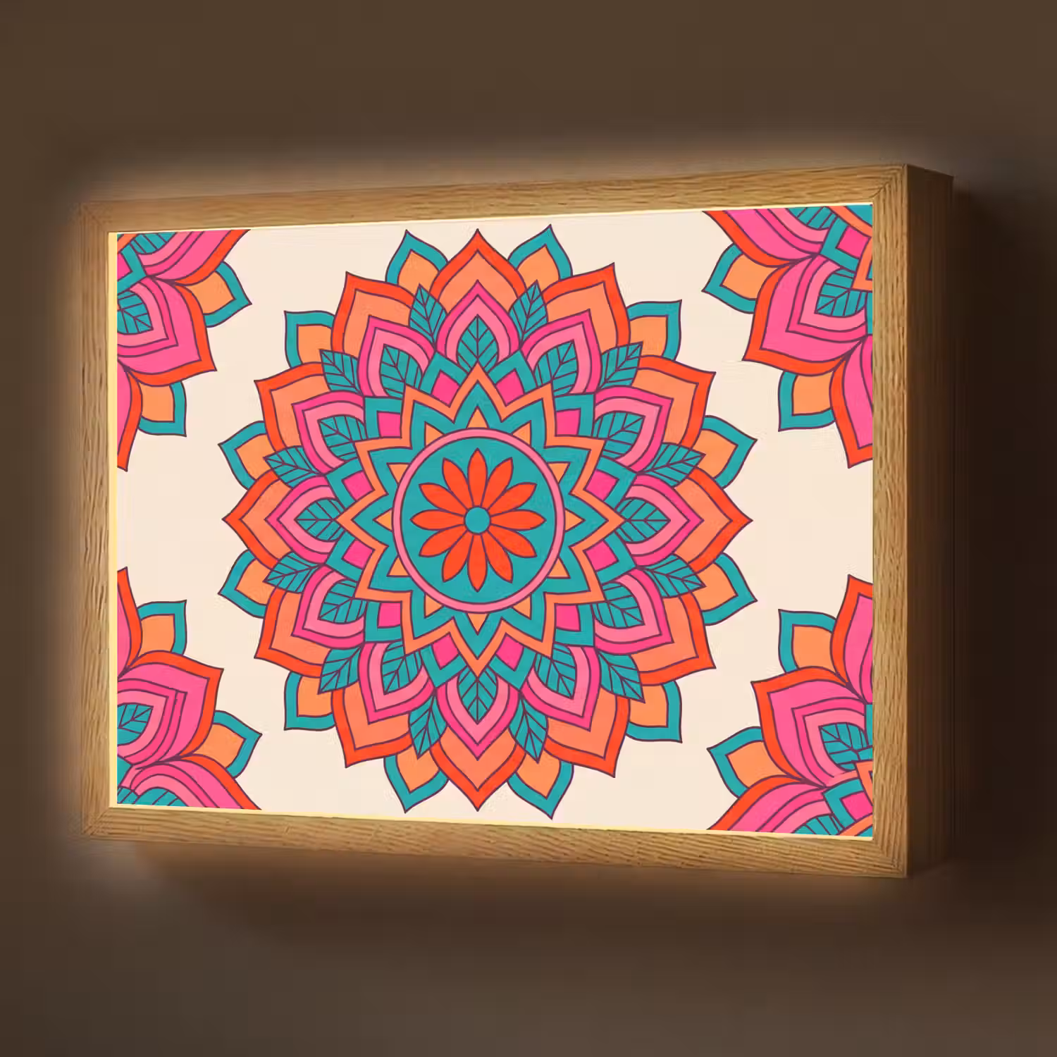 Mandala - Patroon - Abstract - Kleurrijk - Modern Light Box met batterij (Wandlamp) middel -z3d_website