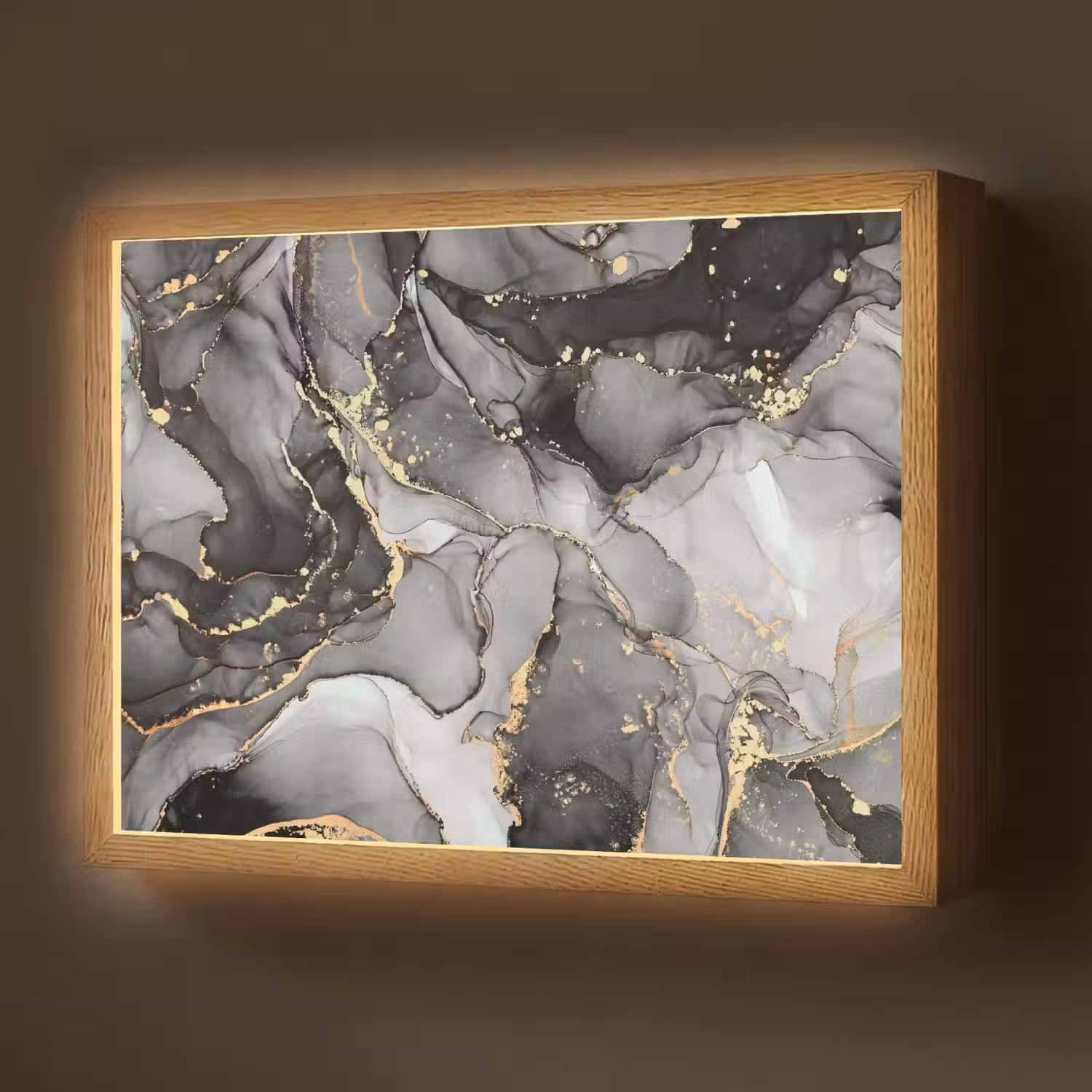 Marmer - Zwart - Goud - Grijs Light Box met batterij (Wandlamp) middel -z3d_website
