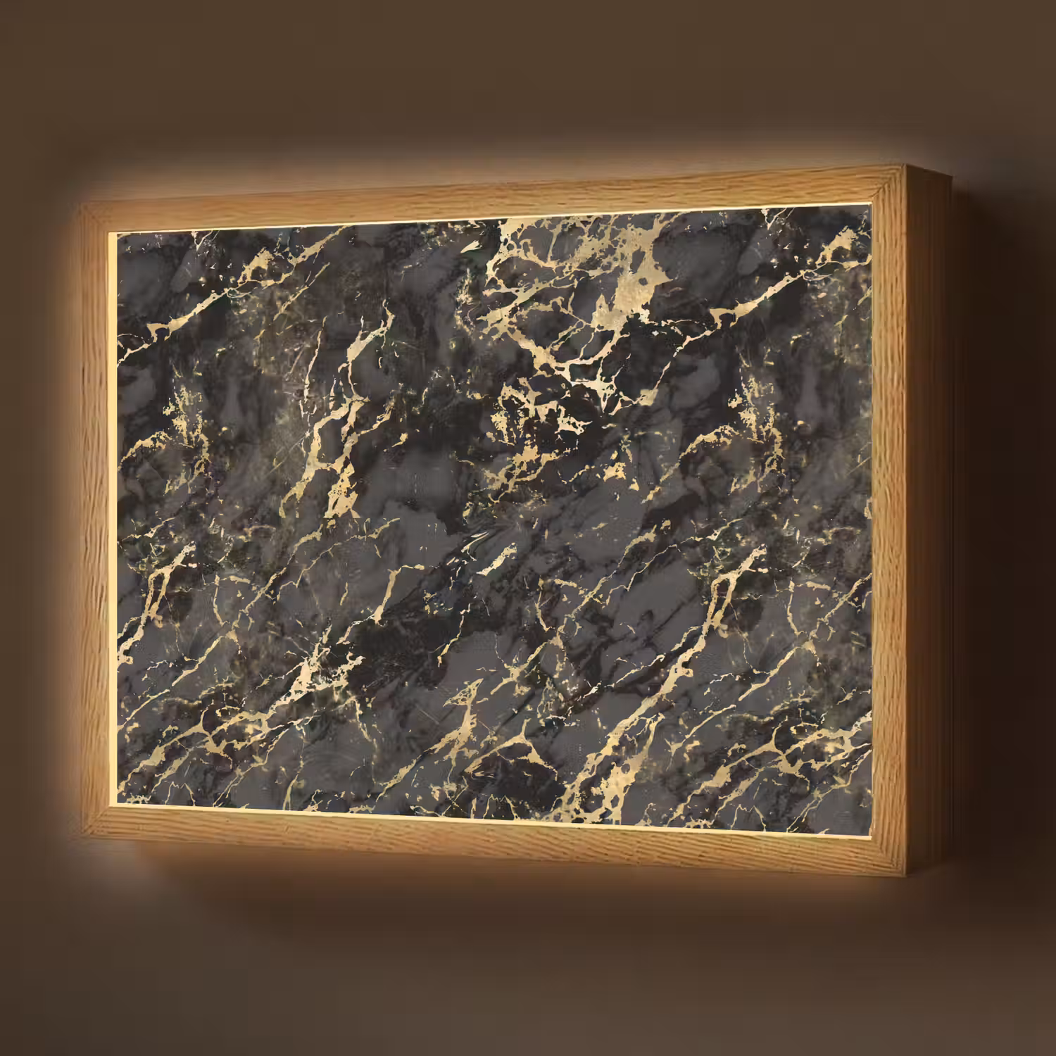 Marmer - Zwart - Goudstructuur Light Box met batterij (Wandlamp) middel 907 -z3d_website