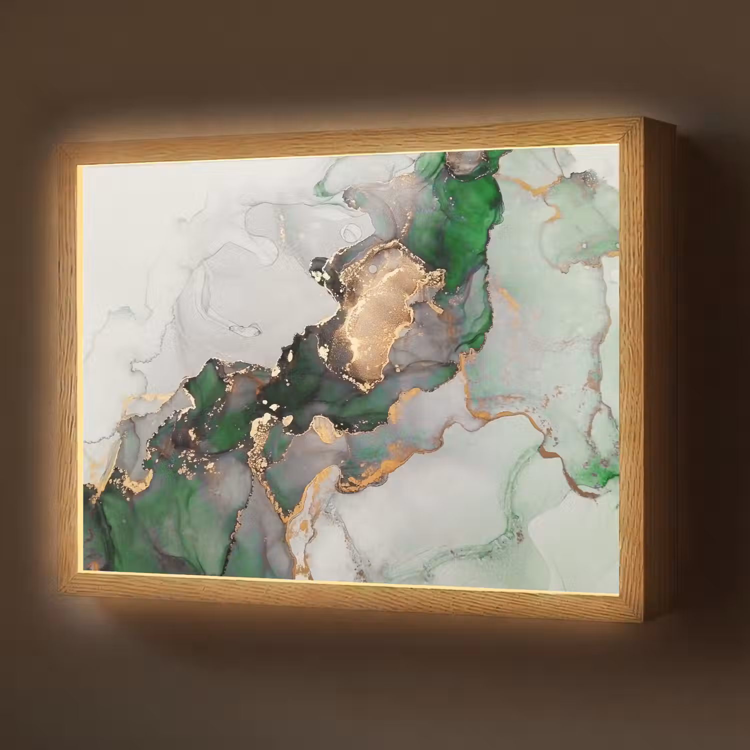 Marmer - Goud - Groen - Luxe Light Box met batterij (Wandlamp) middel -z3d_website