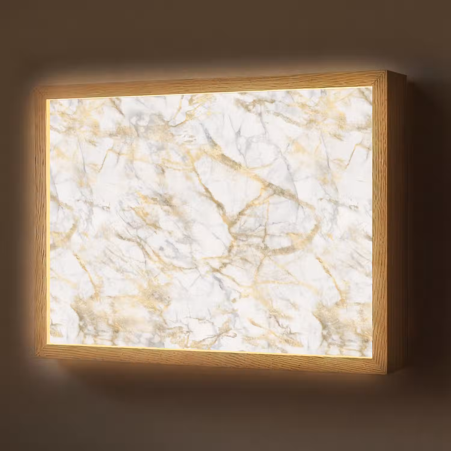 Marmer - Wit - Expressief - Goudaccenten Light Box met batterij (Wandlamp) middel 907 -z3d_website