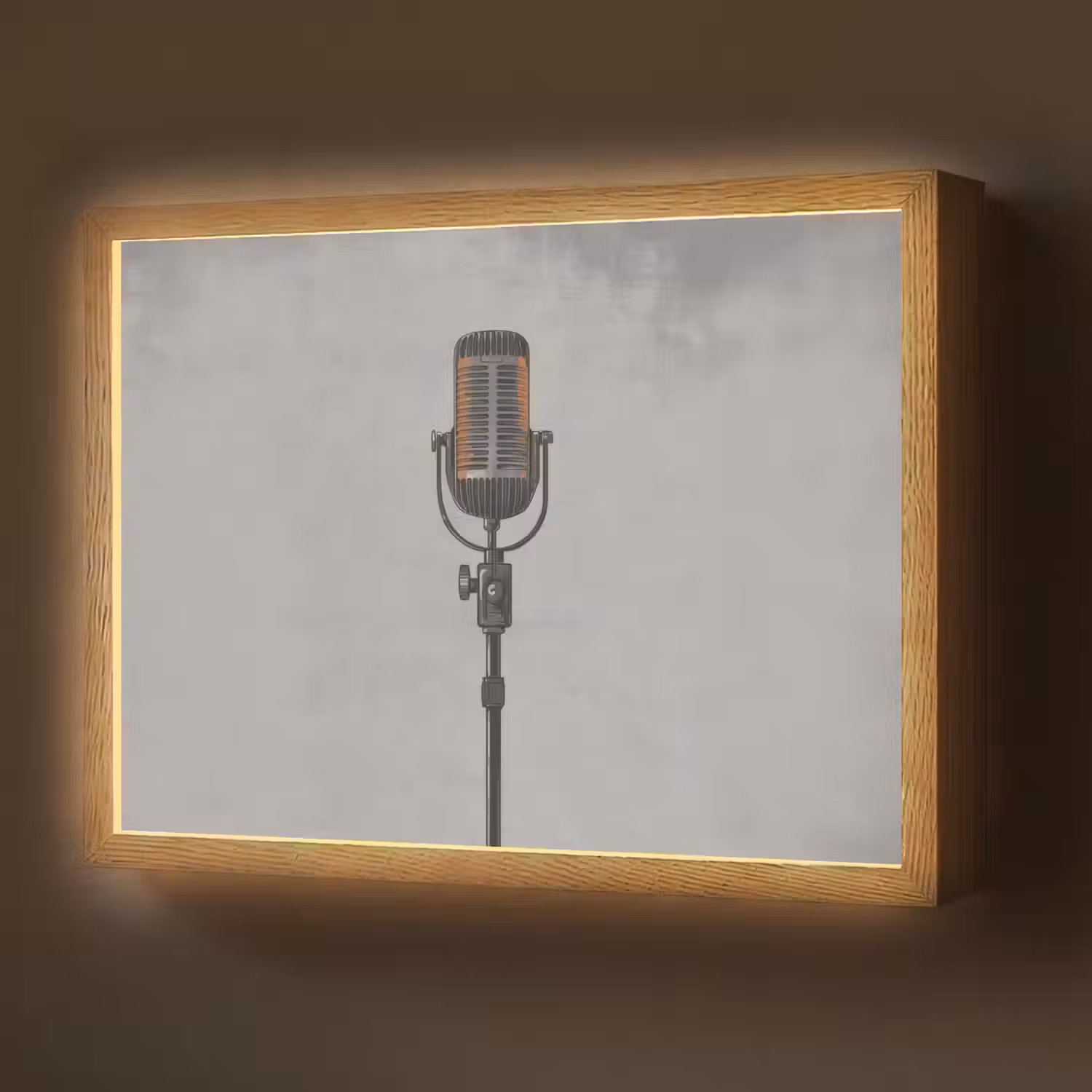 Microfoon - Vintage - Illustratie - Grijs Light Box met batterij (Wandlamp) middel -z3d_website