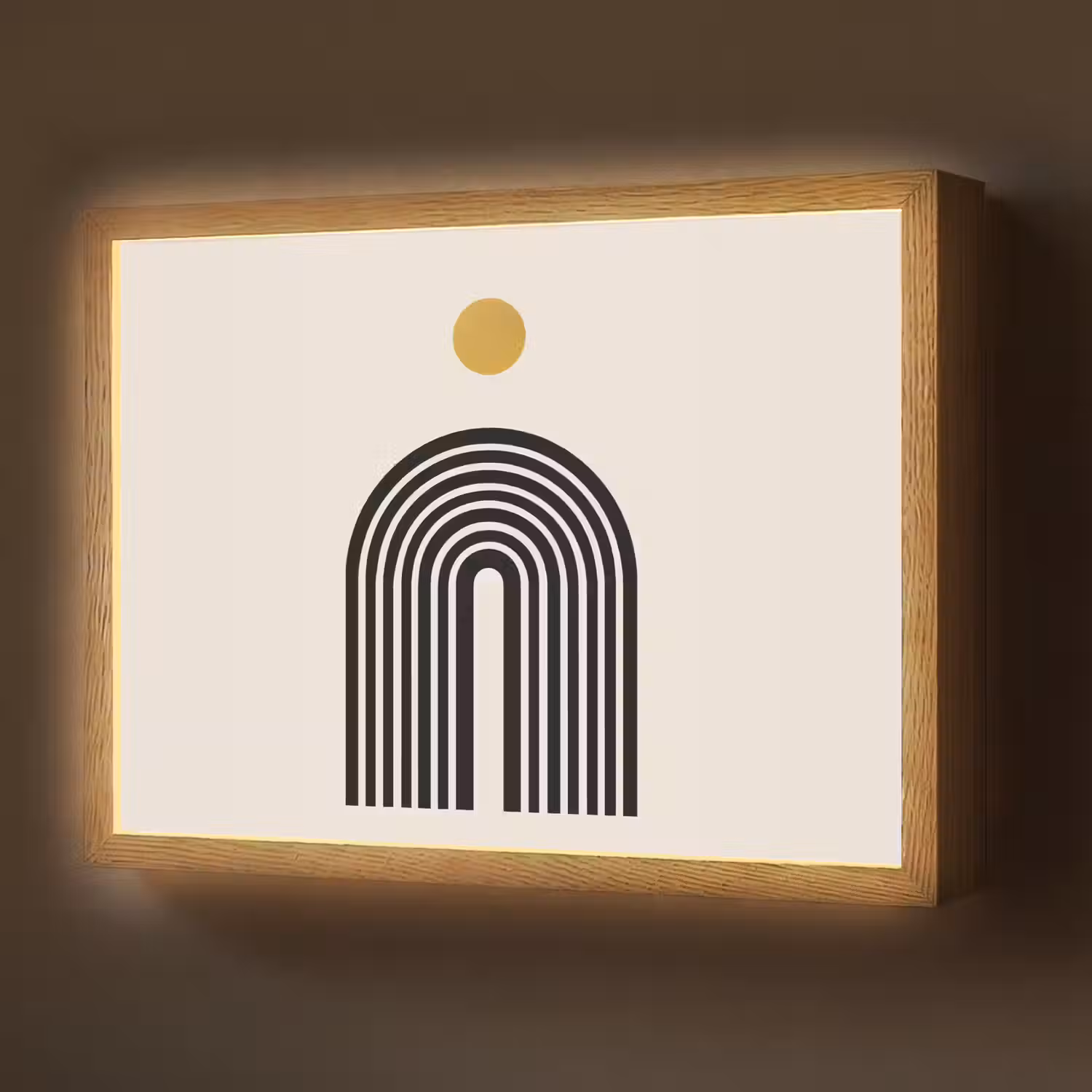 Minimalistisch - Zwarte boog - Gouden cirkel Light Box met batterij (Wandlamp) middel -z3d_website