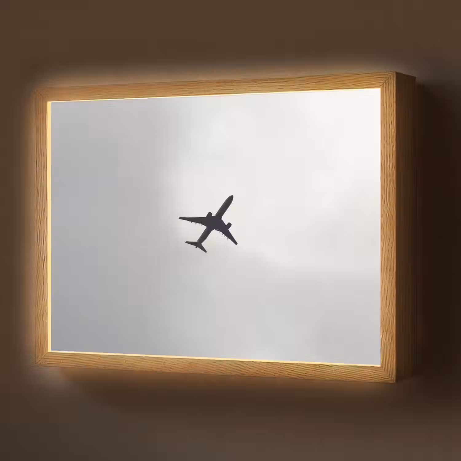 Minimalistisch - Silhouet - Zwart - Vliegtuig Light Box met batterij (Wandlamp) middel -z3d_website