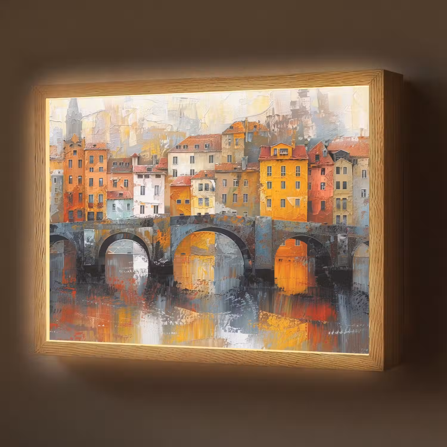 Gracht - Huizen - Kunst - Art Light Box met batterij (Wandlamp) middel -z3d_website
