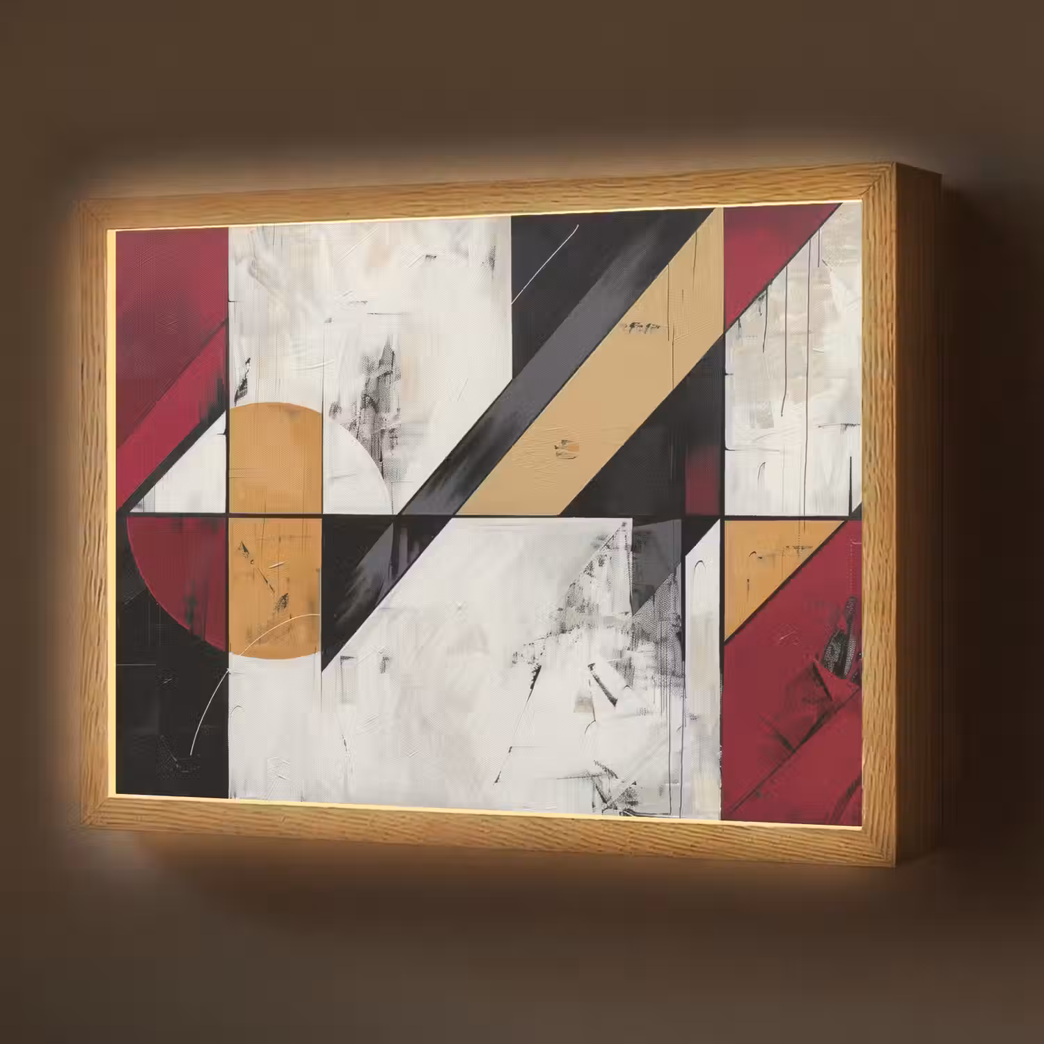 Modern - Abstract - Geometrisch - Rood - Industrieel Light Box met batterij (Wandlamp) middel -z3d_website