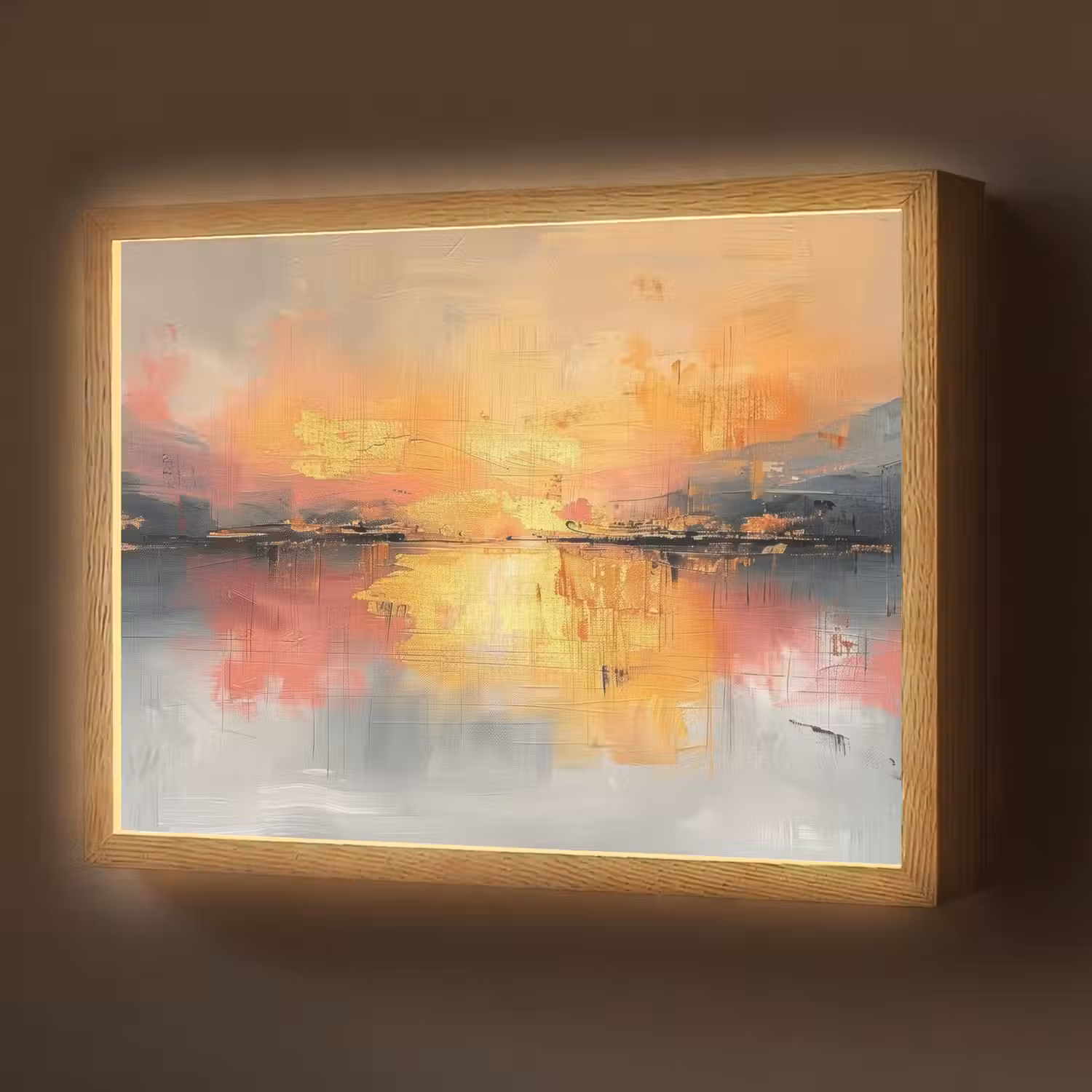 Modern - Abstract - Goud - Roze Light Box met batterij (Wandlamp) middel -z3d_website
