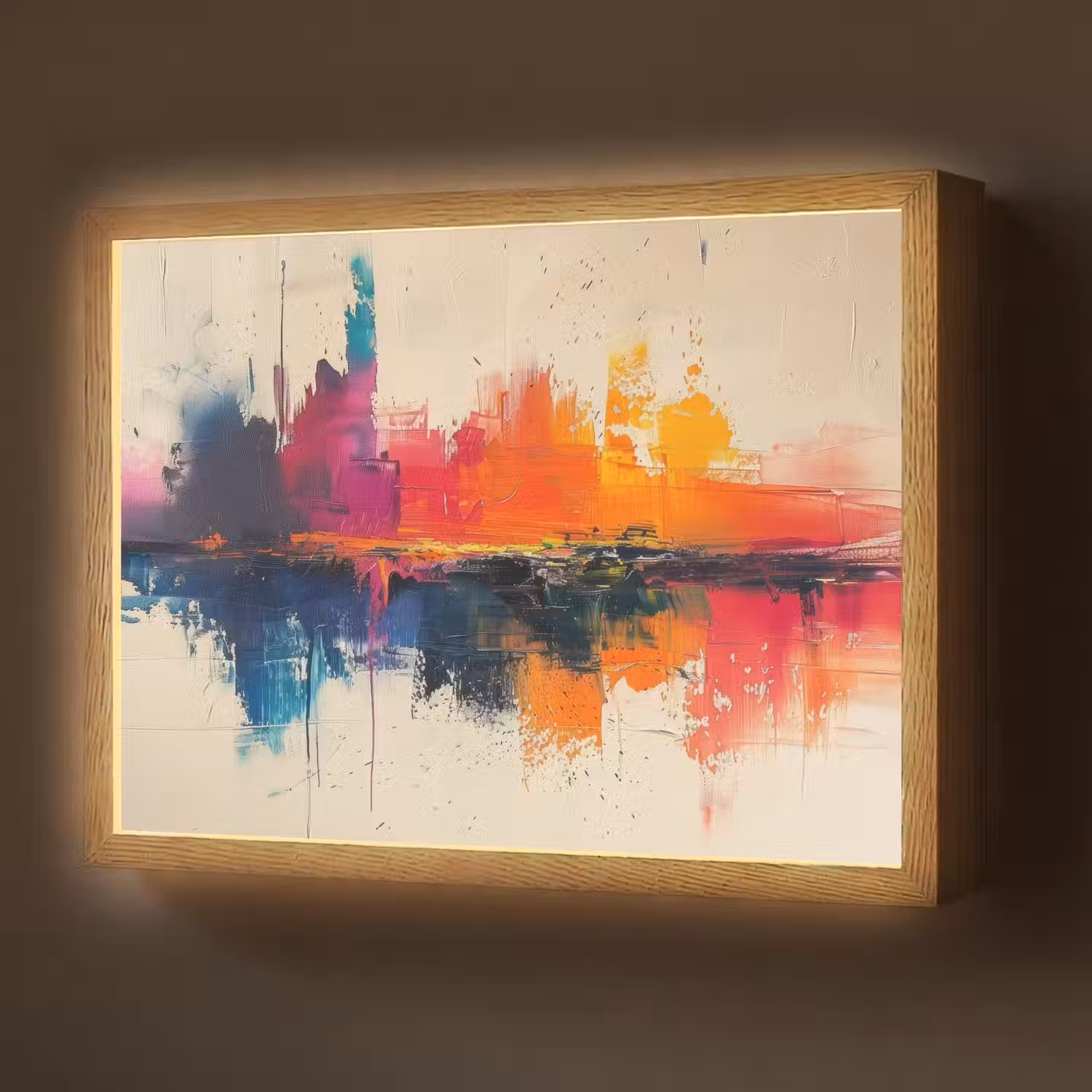 Modern - Verf - Kunst - Kleurrijk Light Box met batterij (Wandlamp) middel -z3d_website