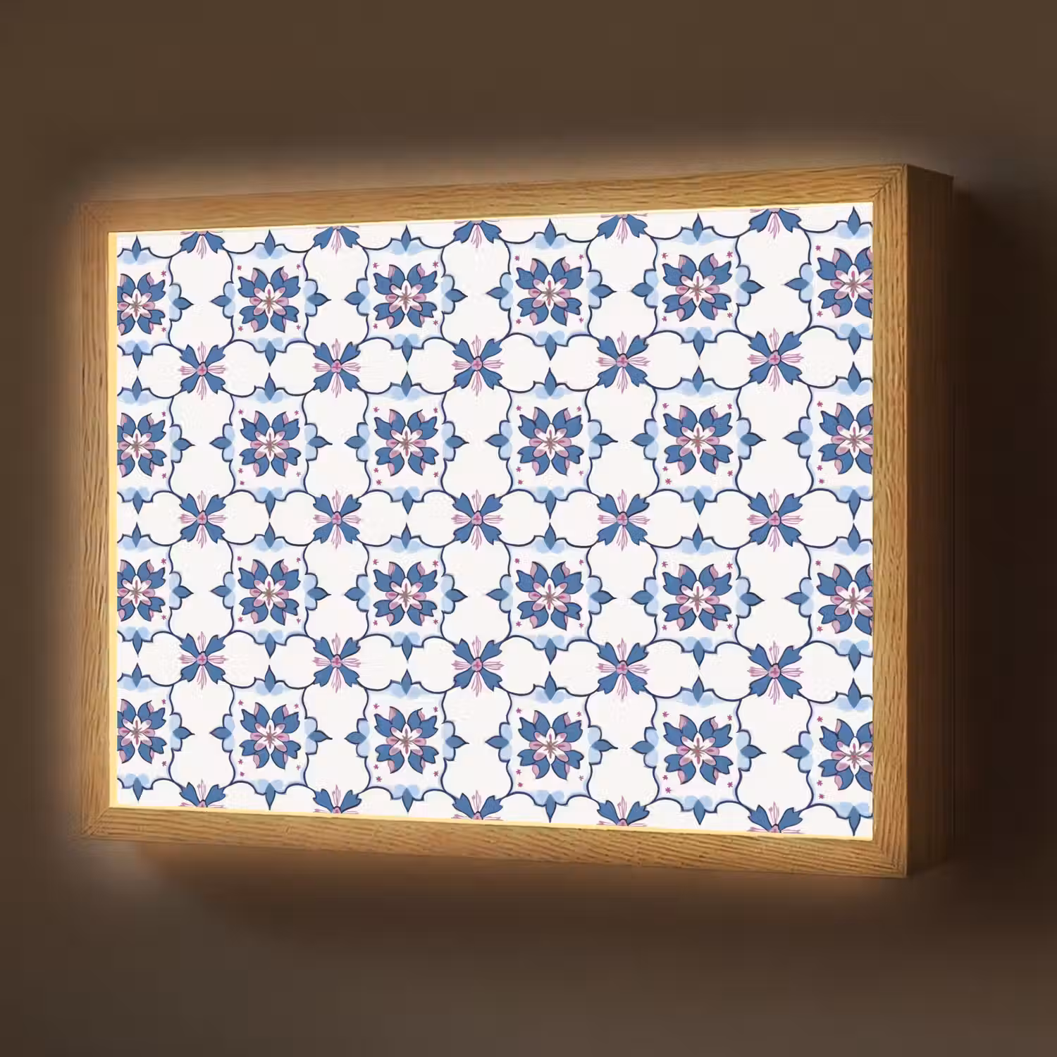 Modern - Patroon - Blauw - Roze Light Box met batterij (Wandlamp) middel 907 -z3d_website