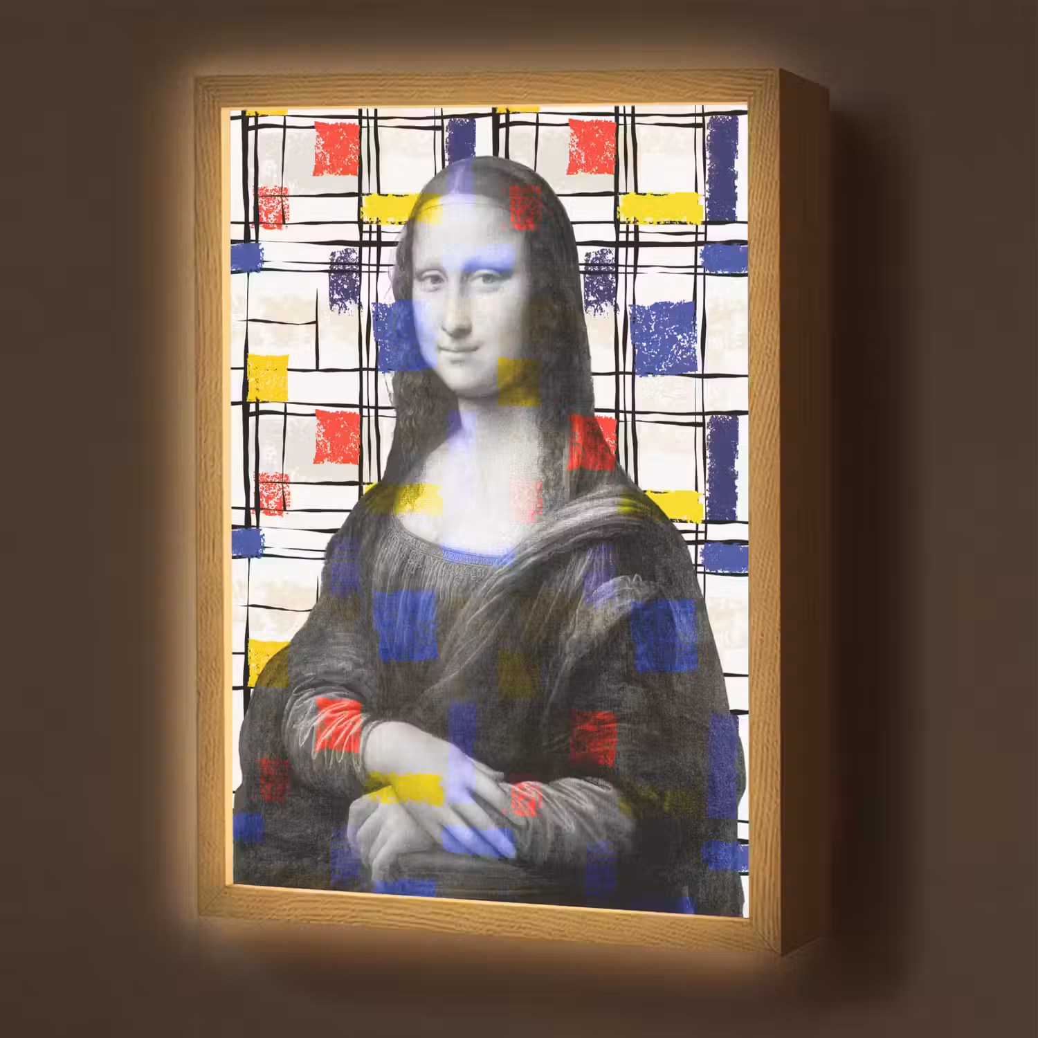 Mona Lisa - Mondriaan - Oude Meesters Light Box met batterij (Wandlamp) middel -z3d_website
