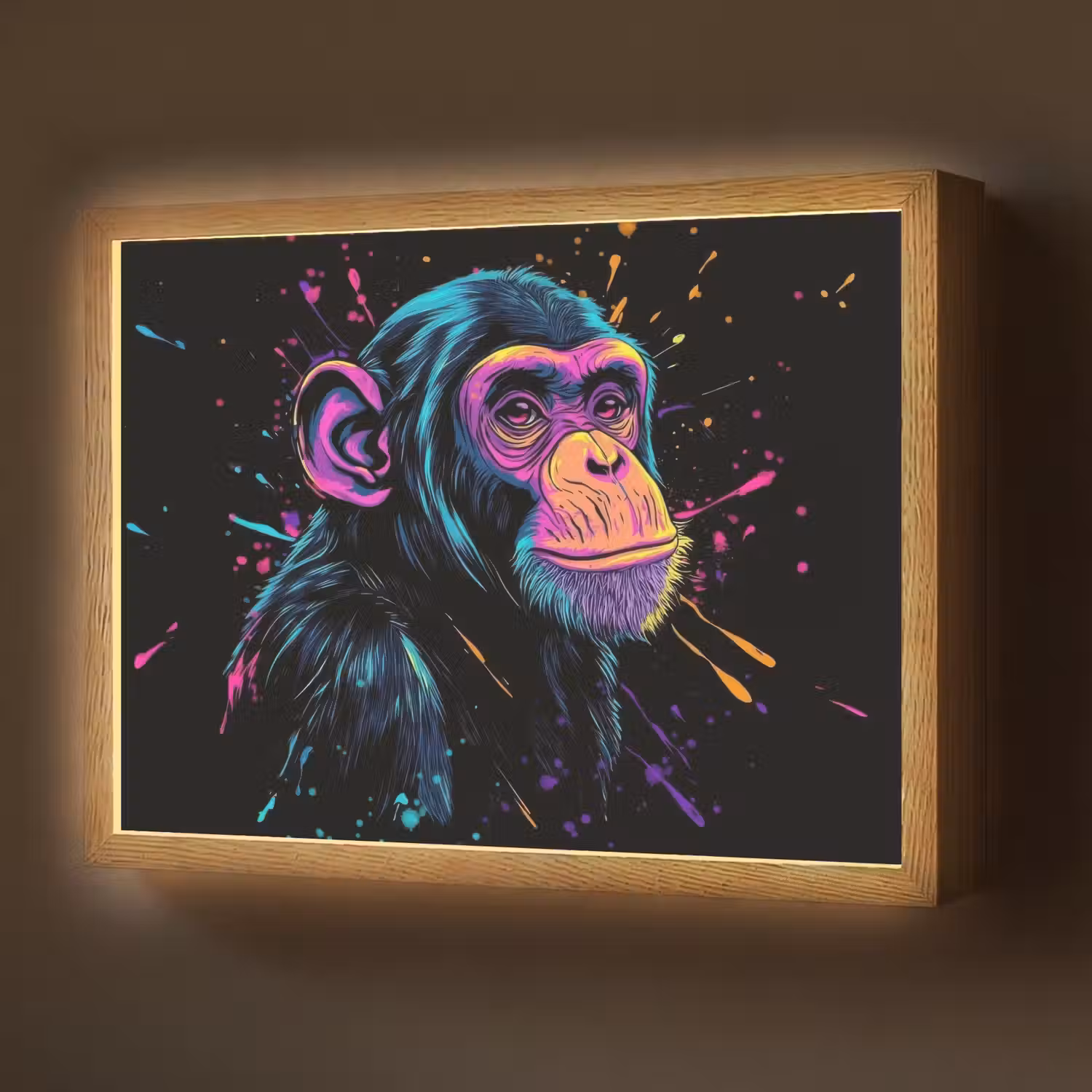 Aap - Verf - Neon - Kleur Light Box met batterij (Wandlamp) middel -z3d_website