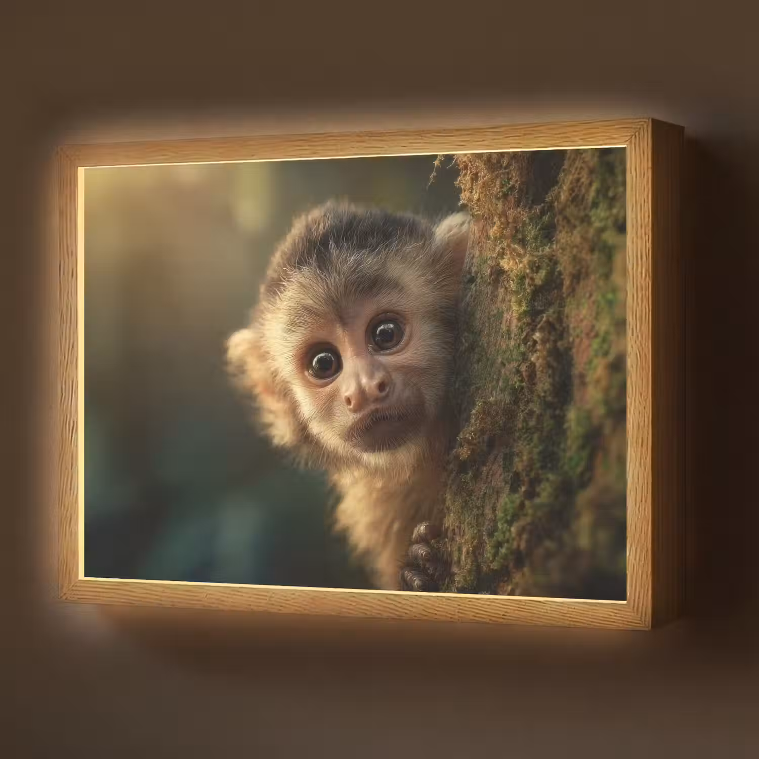 Aap - Boomstronk - Bruin Light Box met batterij (Wandlamp) middel -z3d_website