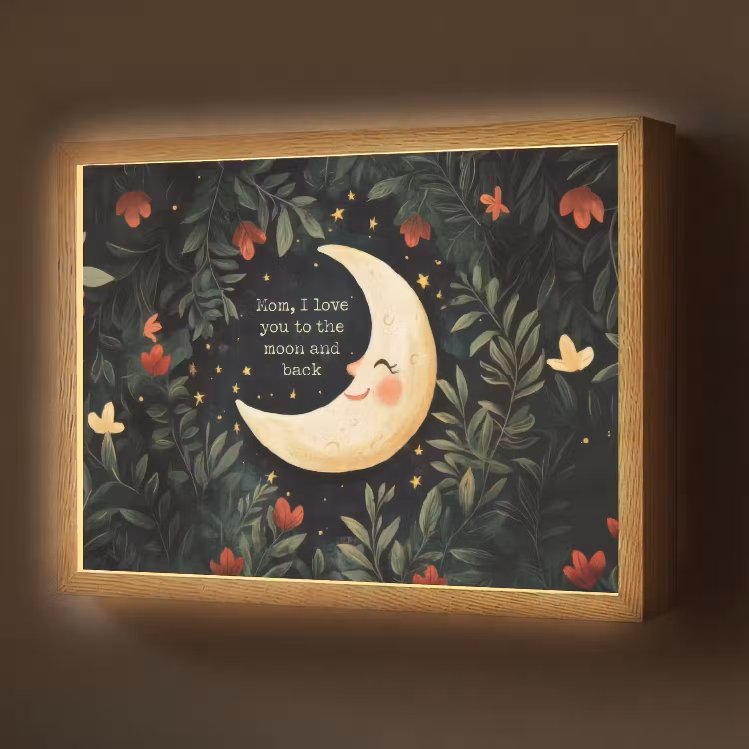 Maan - Quote - Bloemen - Sterren Light Box met batterij (Wandlamp) middel -z3d_website