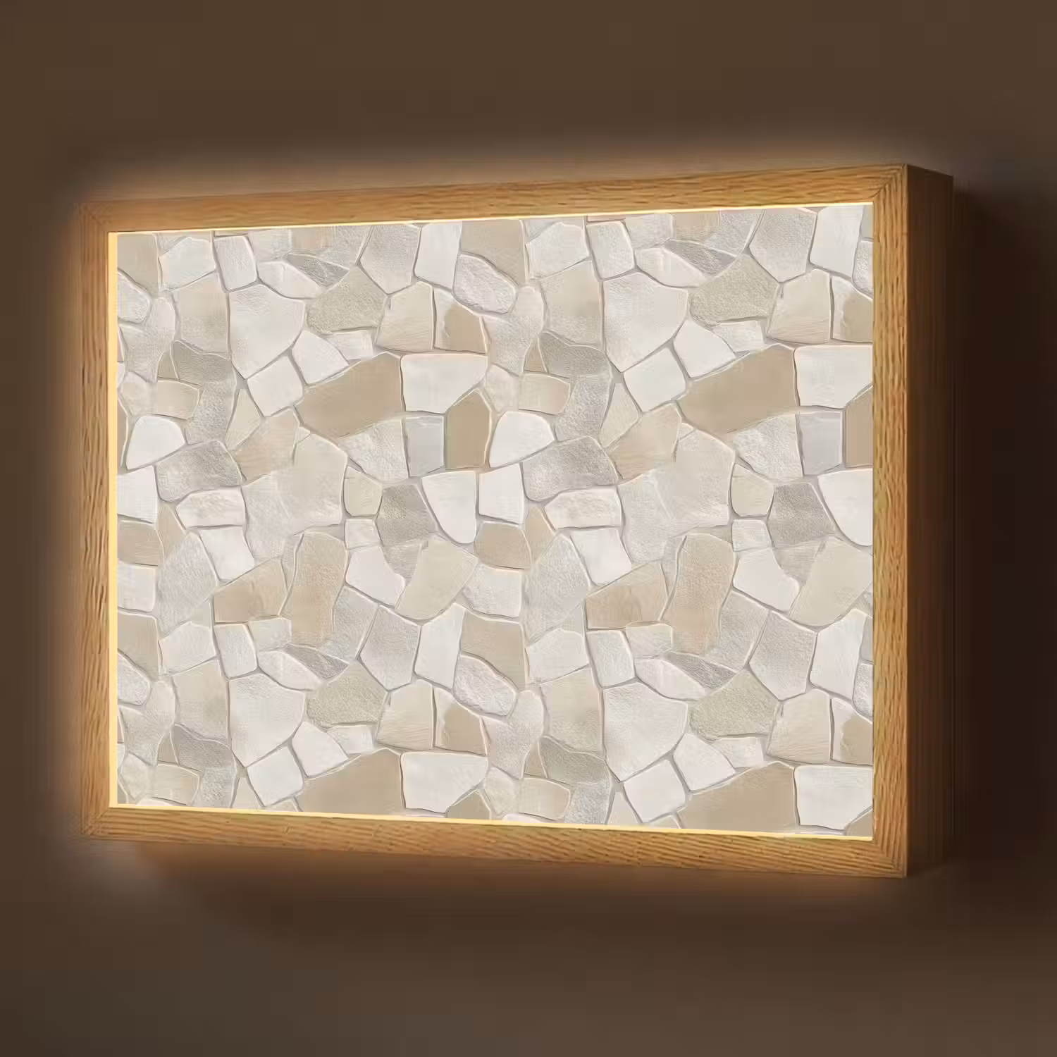 Mozaïek - Stenen - Beige Light Box met batterij (Wandlamp) middel 907 -z3d_website