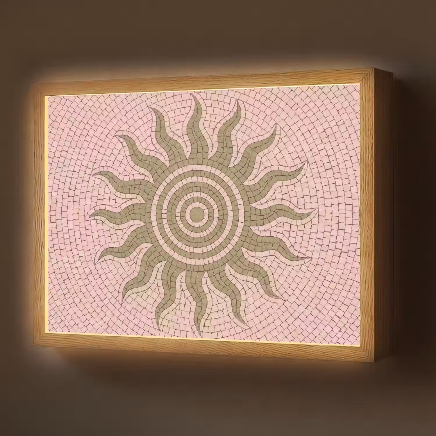 Mozaïek - Zon - Patroon - Klassiek - Roze Light Box met batterij (Wandlamp) middel -z3d_website