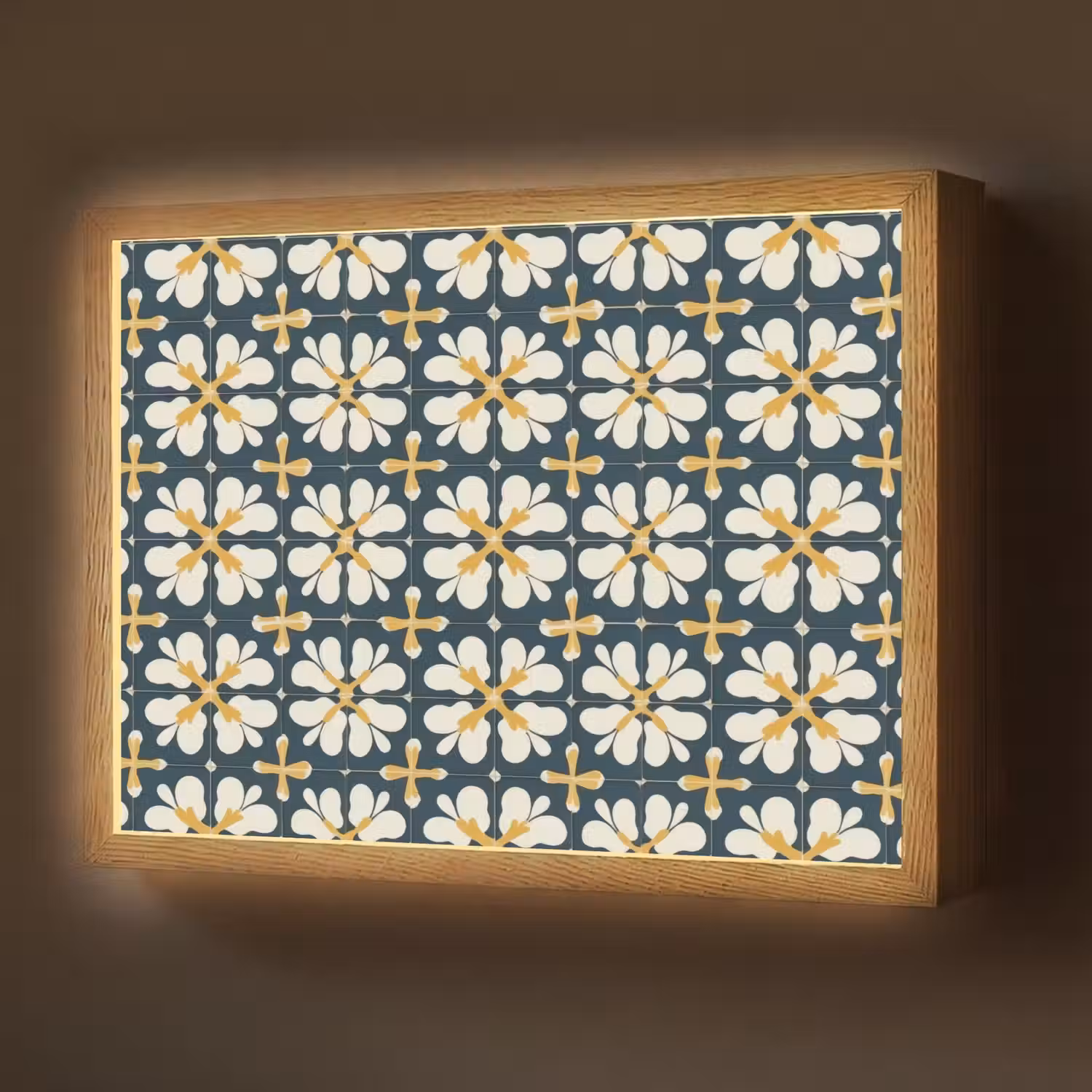 Motief - Tegel - Okergeel Light Box met batterij (Wandlamp) middel 907 -z3d_website