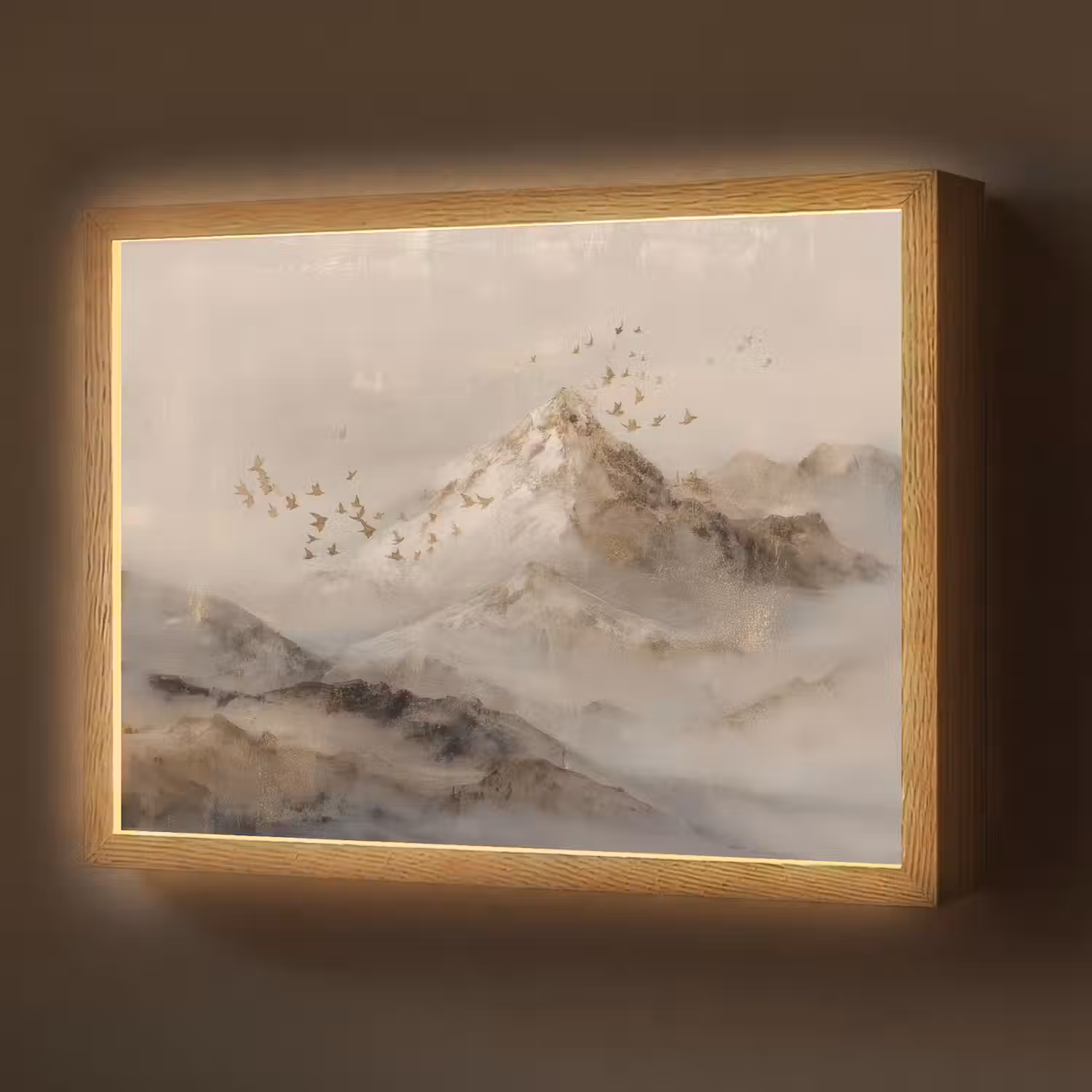 Berglandschap - Mist - Penseelstreken Light Box met batterij (Wandlamp) middel -z3d_website
