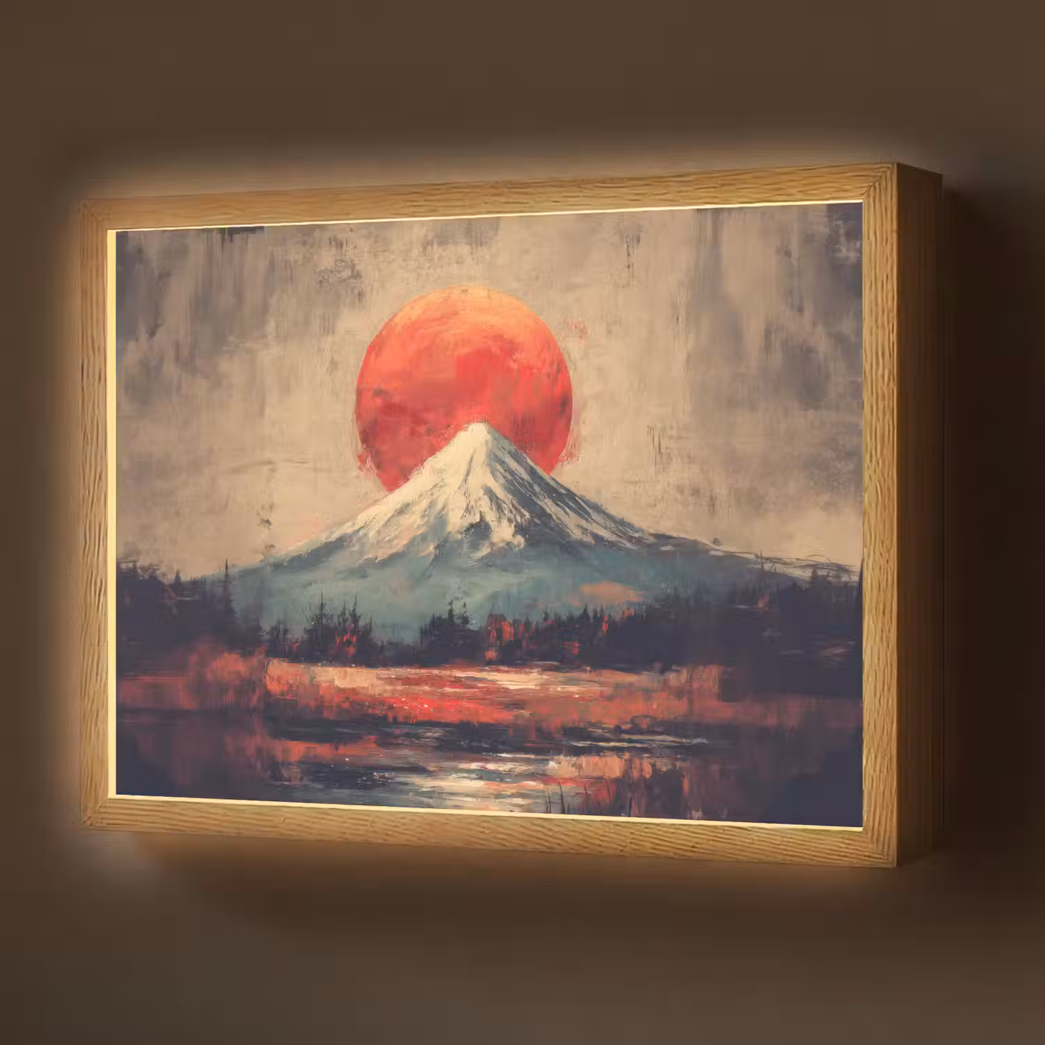 Bergtop - Sneeuw - Zon Light Box met batterij (Wandlamp) middel -z3d_website