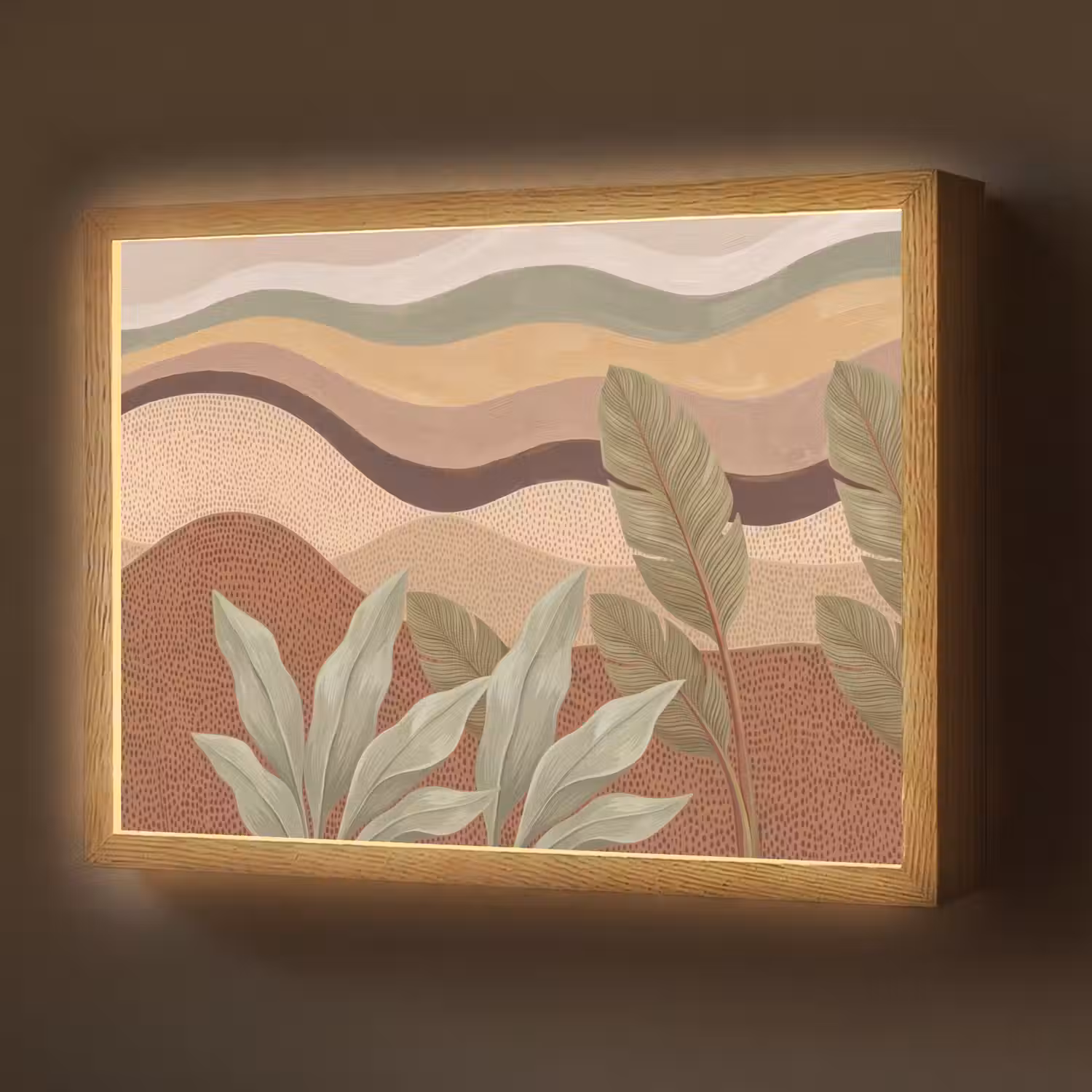 Natuur - Bladeren - Landschap - Abstract - Aardetinten Light Box met batterij (Wandlamp) middel -z3d_website
