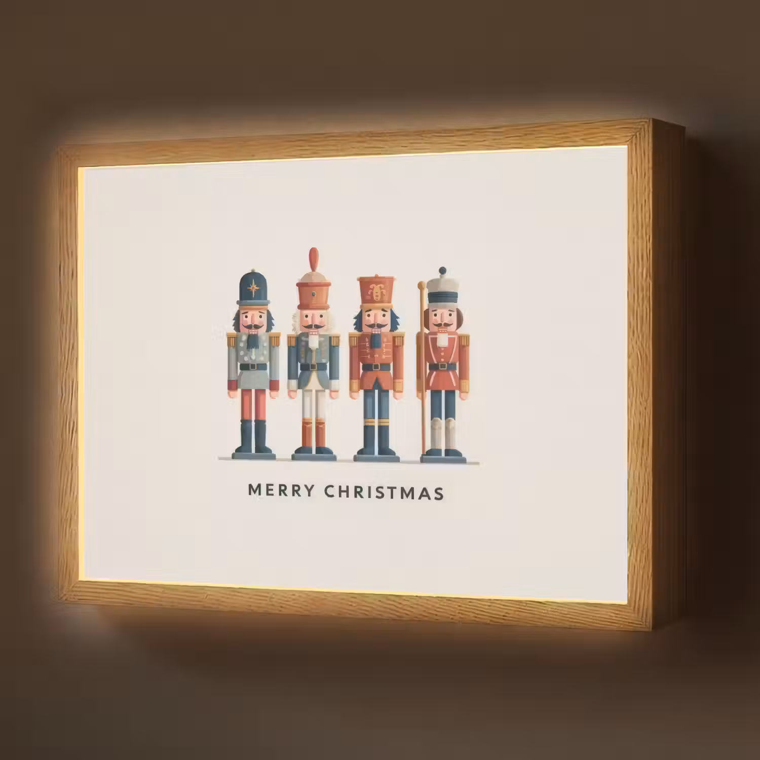 Notenkrakers - Minimalistisch - Kerst - Beige Light Box met batterij (Wandlamp) middel -z3d_website