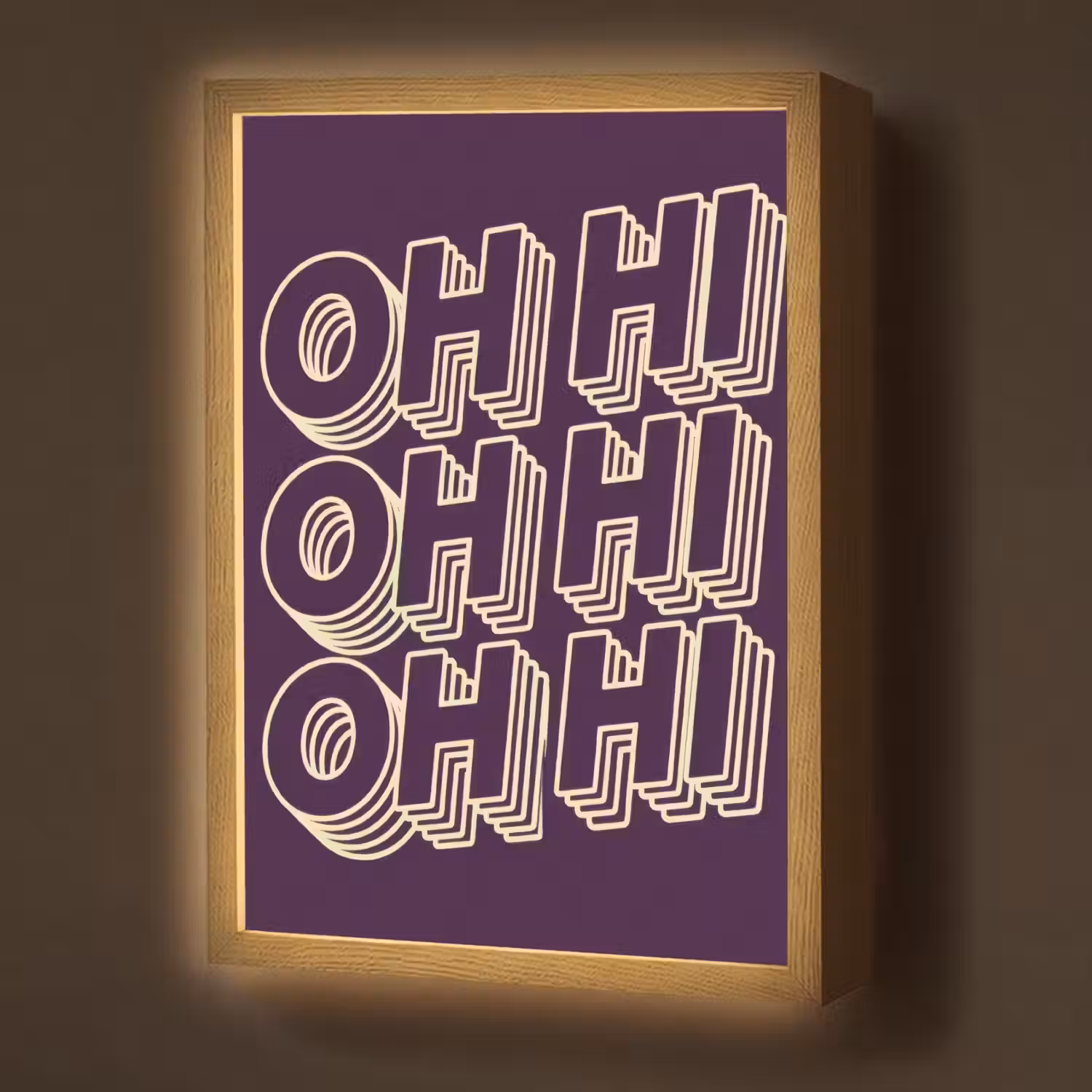 Oh hi - Paars - 3D Light Box met batterij (Wandlamp) middel -z3d_website