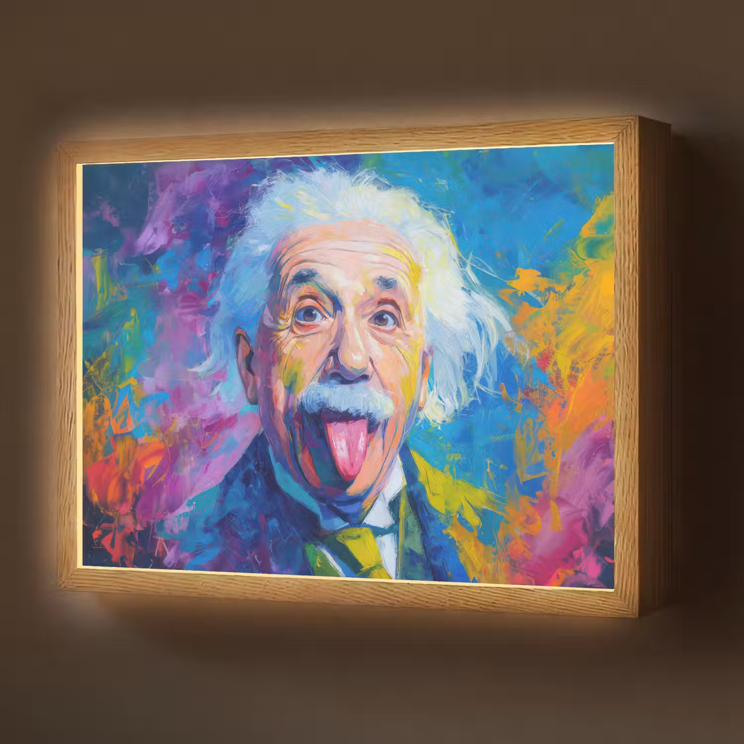 Oude man - Expressief - Kleurrijk Light Box met batterij (Wandlamp) middel -z3d_website