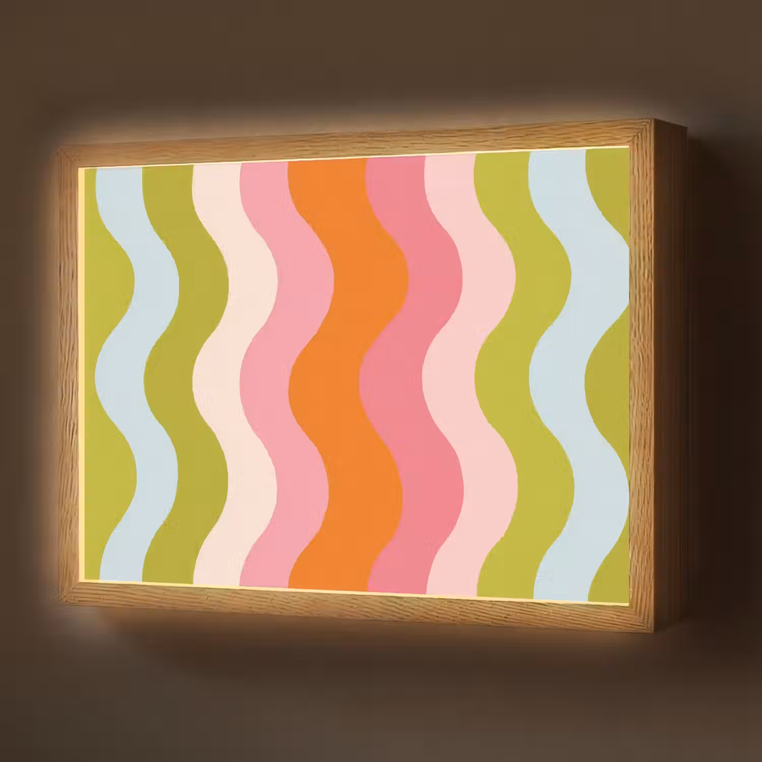 Banen - Golven - Kleurrijk - Verticaal Light Box met batterij (Wandlamp) middel -z3d_website