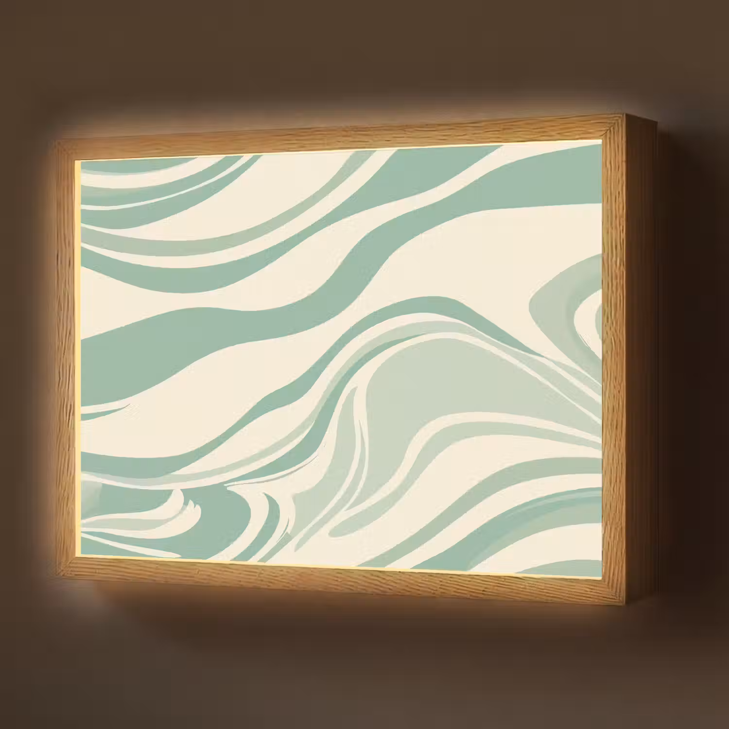 Organische lijnen - Mintgroen - Marmer Light Box met batterij (Wandlamp) middel -z3d_website