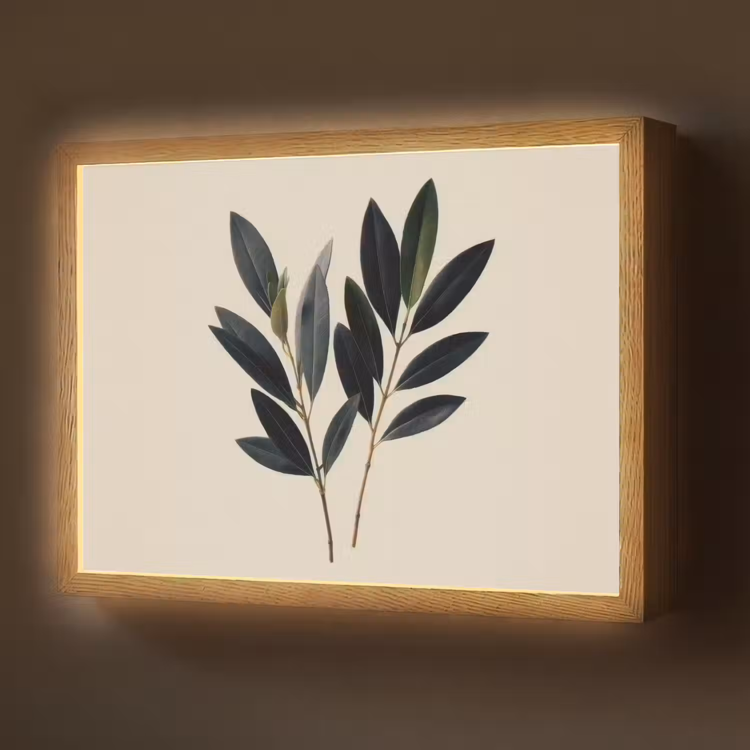 Ovaalvormige bladeren - Diep groen - Symmetrisch Light Box met batterij (Wandlamp) middel -z3d_website