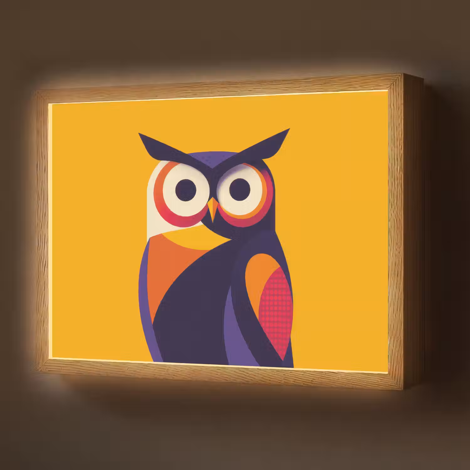 Uil - Grafisch - Kleurrijk - Ogen Light Box met batterij (Wandlamp) middel -z3d_website