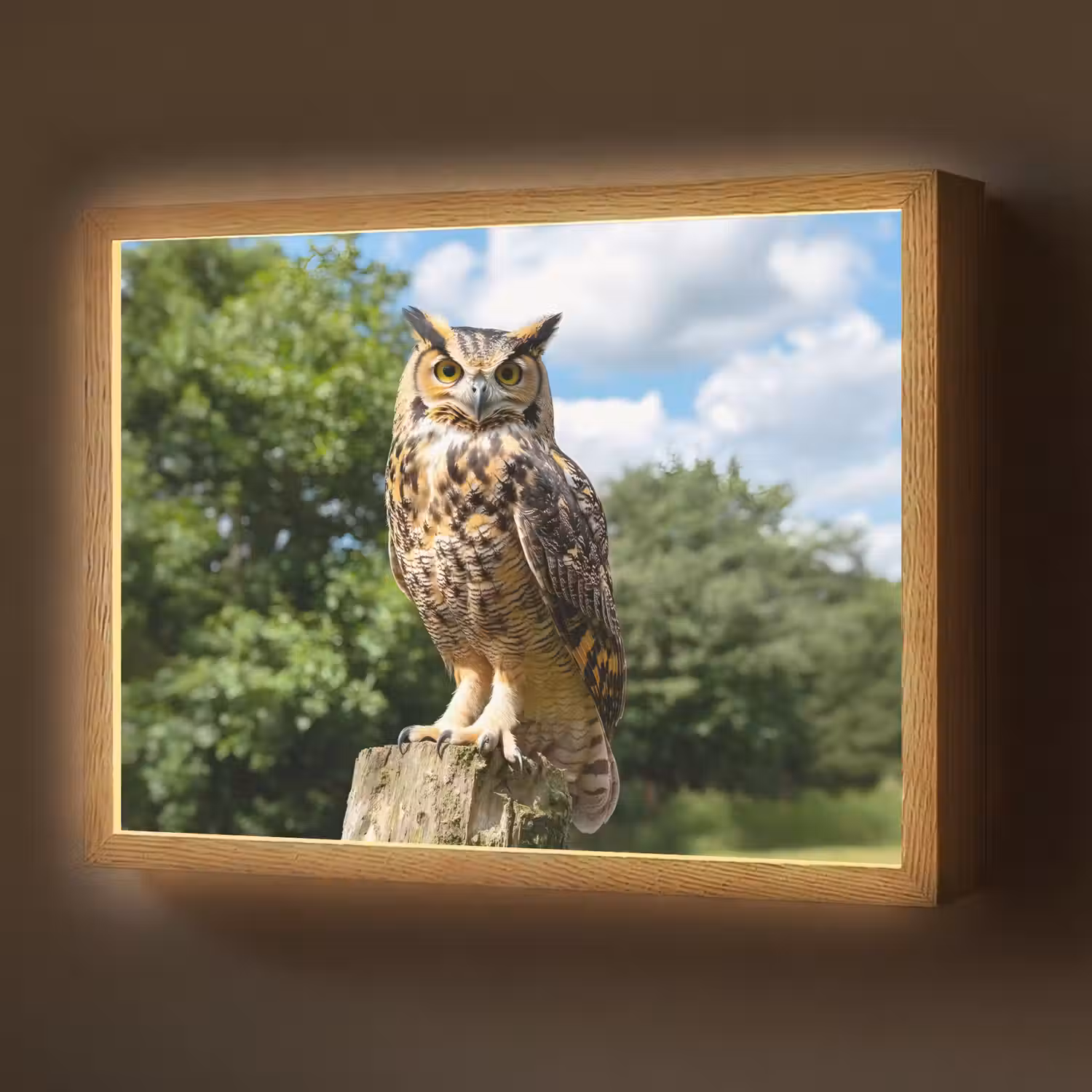 Uil - Boomstronk - Bos - Lucht Light Box met batterij (Wandlamp) middel -z3d_website