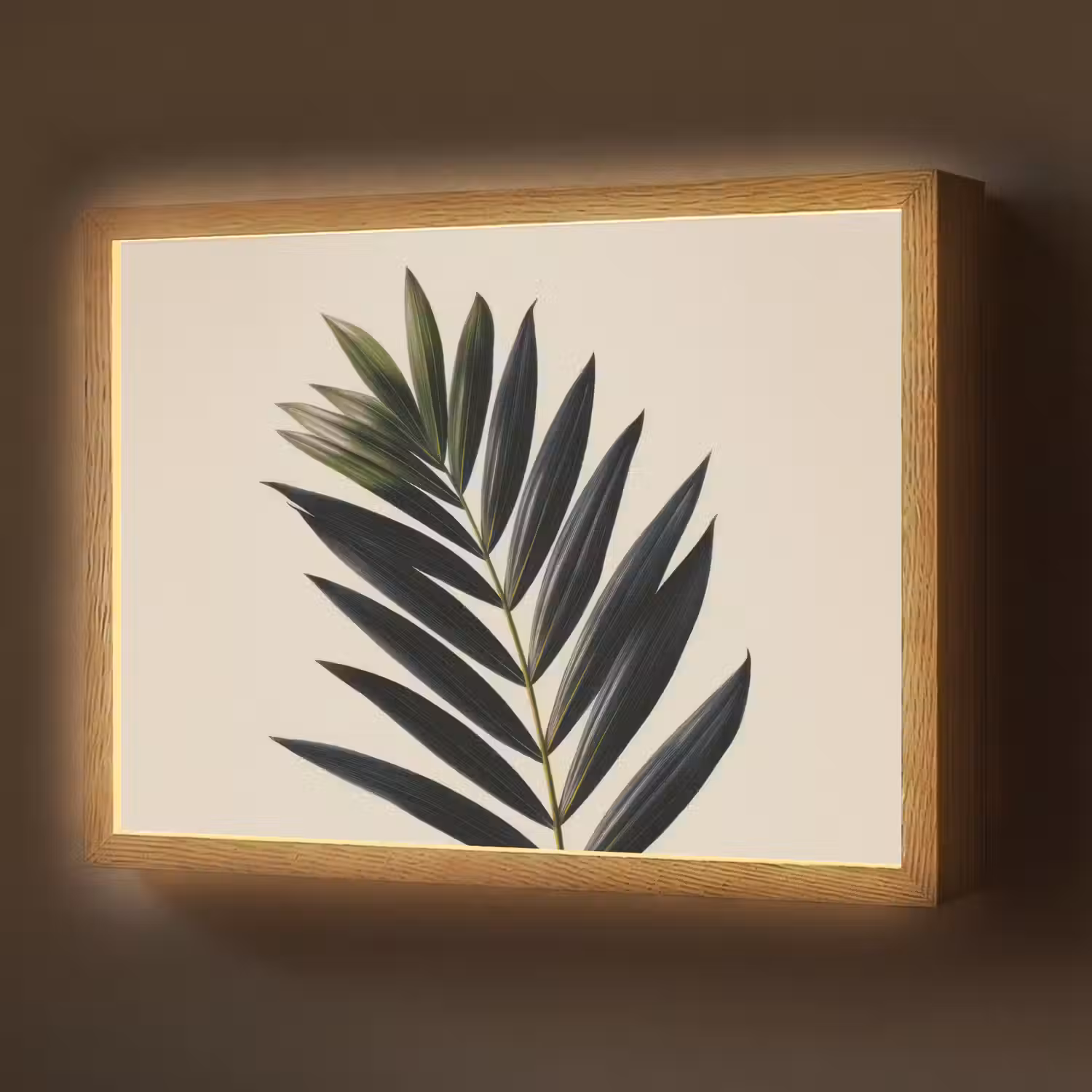 Palmblad - Donkere bladen - Subtiel Light Box met batterij (Wandlamp) middel -z3d_website
