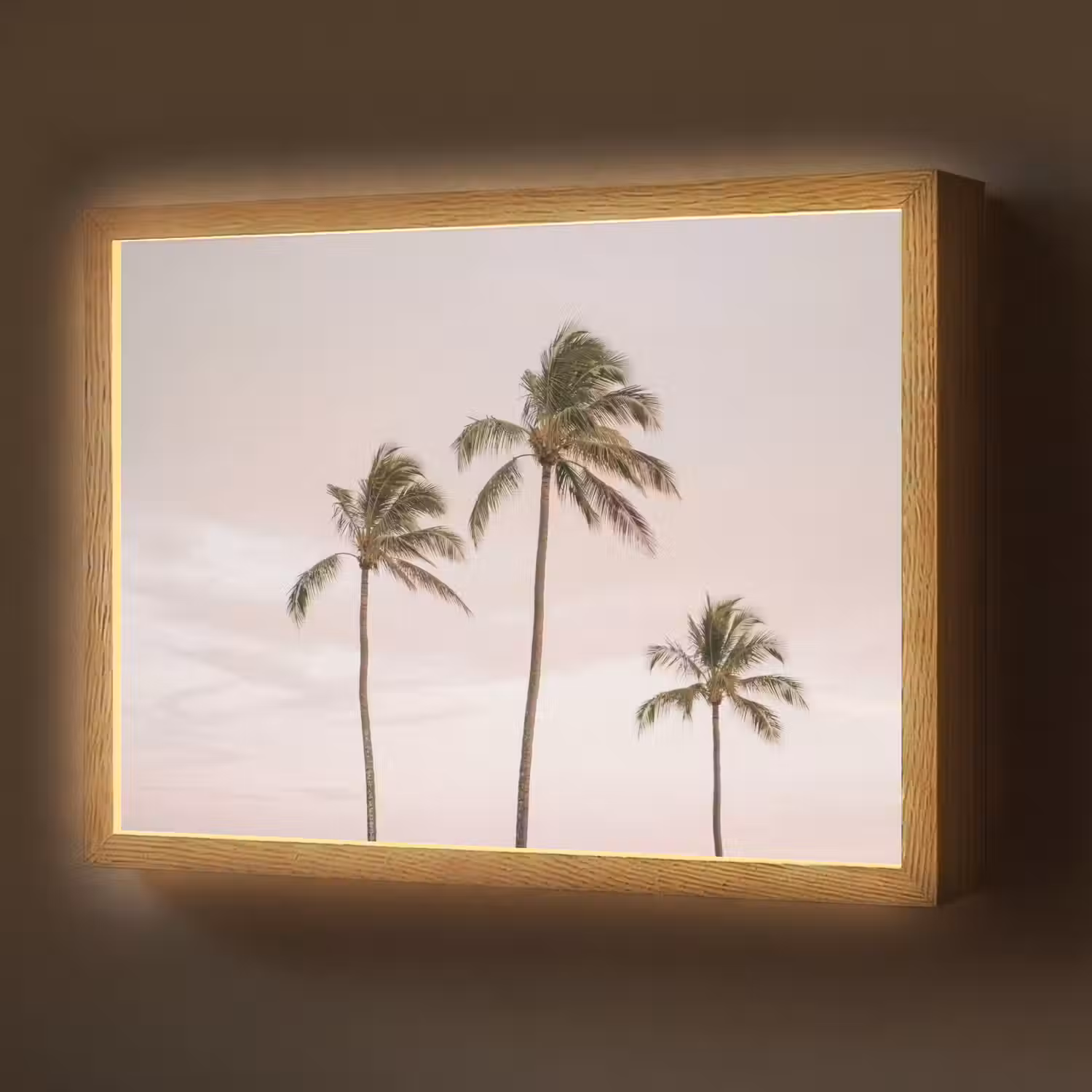 Palmbomen - Zonsondergang - Roze Light Box met batterij (Wandlamp) middel -z3d_website