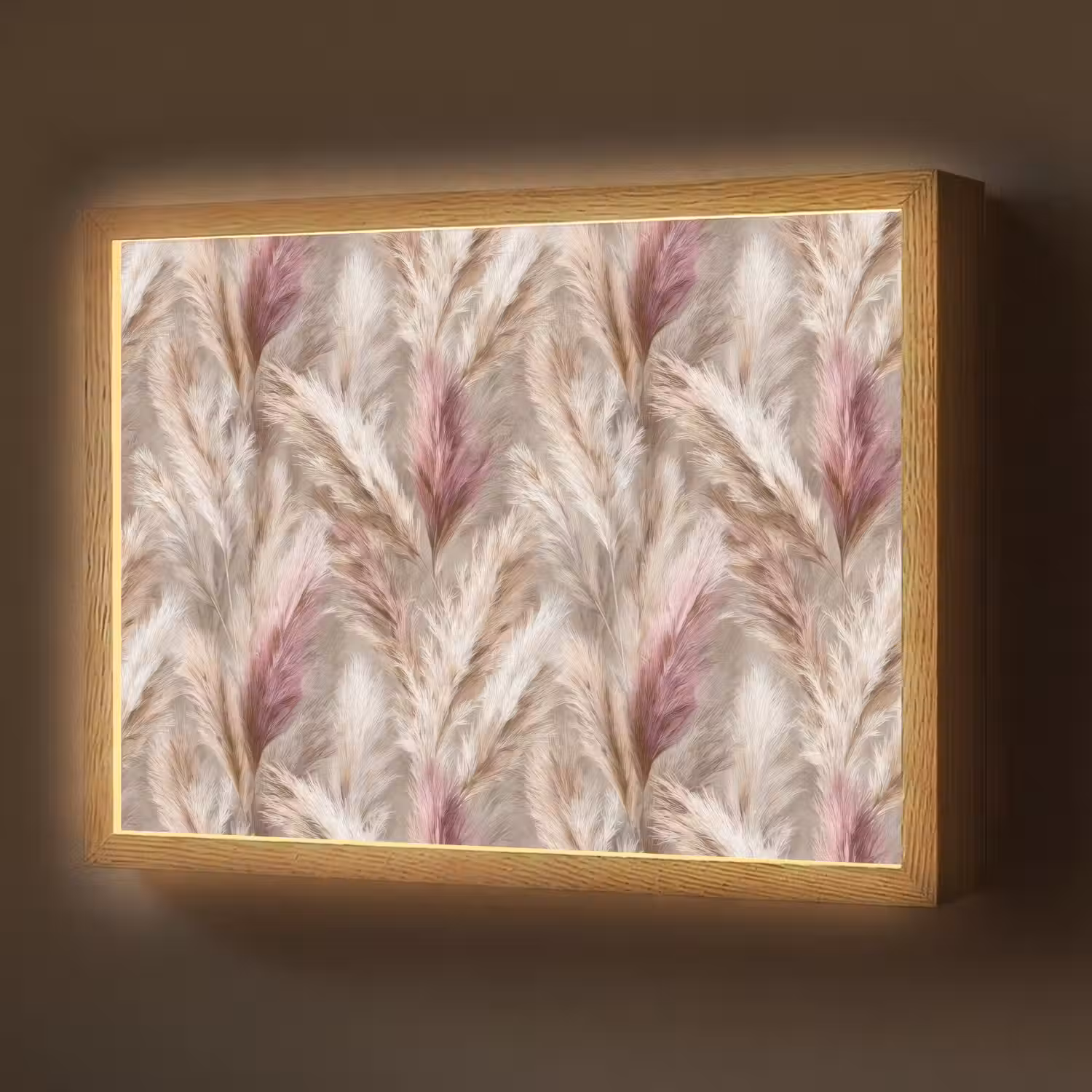 Pampasgras - Pluizig - Kleurrijk Light Box met batterij (Wandlamp) middel 907 -z3d_website