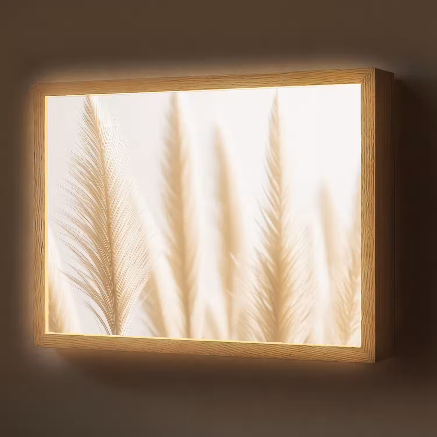 Pampas gras - Pluimen - Beige - Natuur Light Box met batterij (Wandlamp) middel -z3d_website