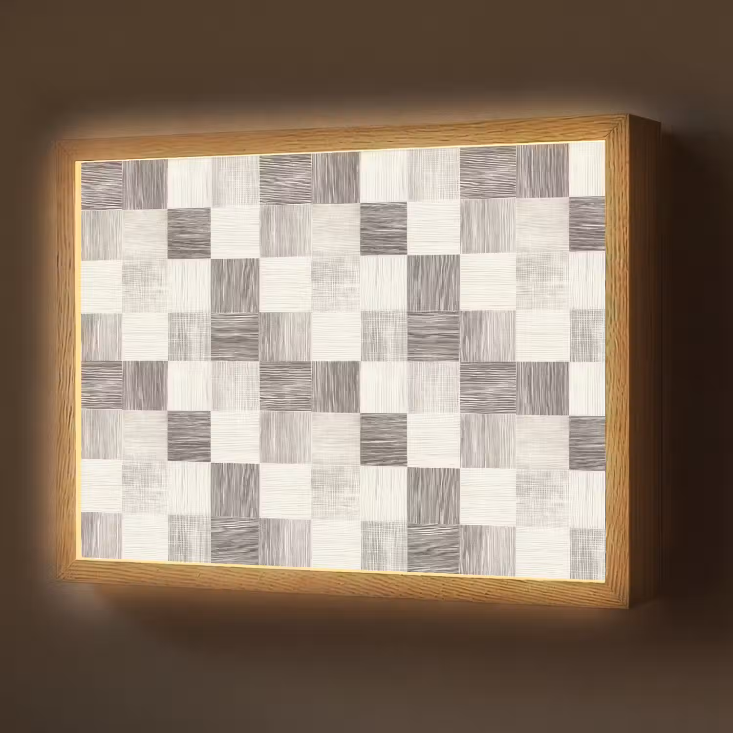 Patroon - Dambord - Houtnerf Light Box met batterij (Wandlamp) middel 907 -z3d_website