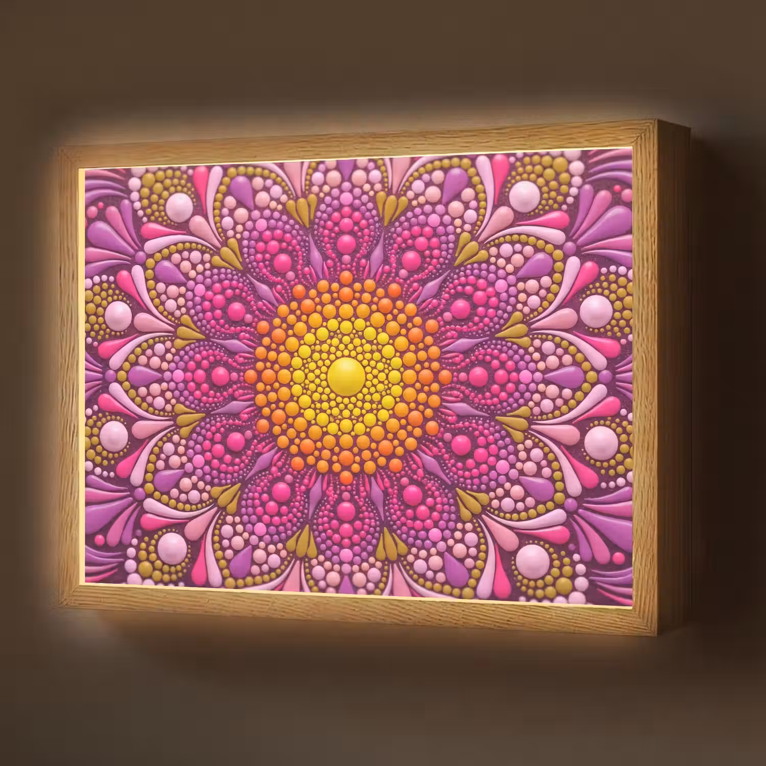 Patroon - Stippen - Abstract - Kleurrijk Light Box met batterij (Wandlamp) middel -z3d_website